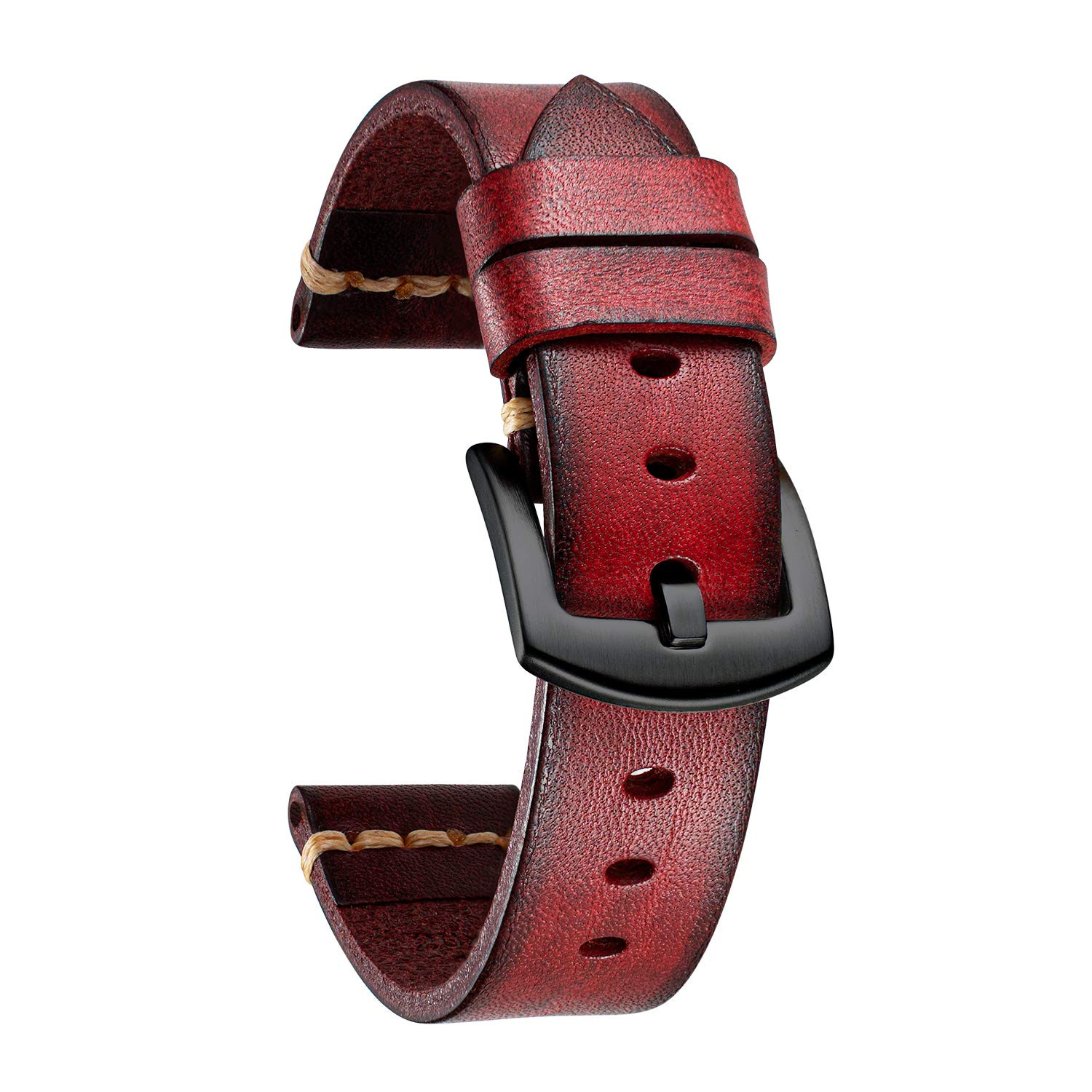 Leather Watch Strap Handmade - Red 20mm-image-e41887fc-6471-42cd-8c8d-6d825a7dc3da-138110