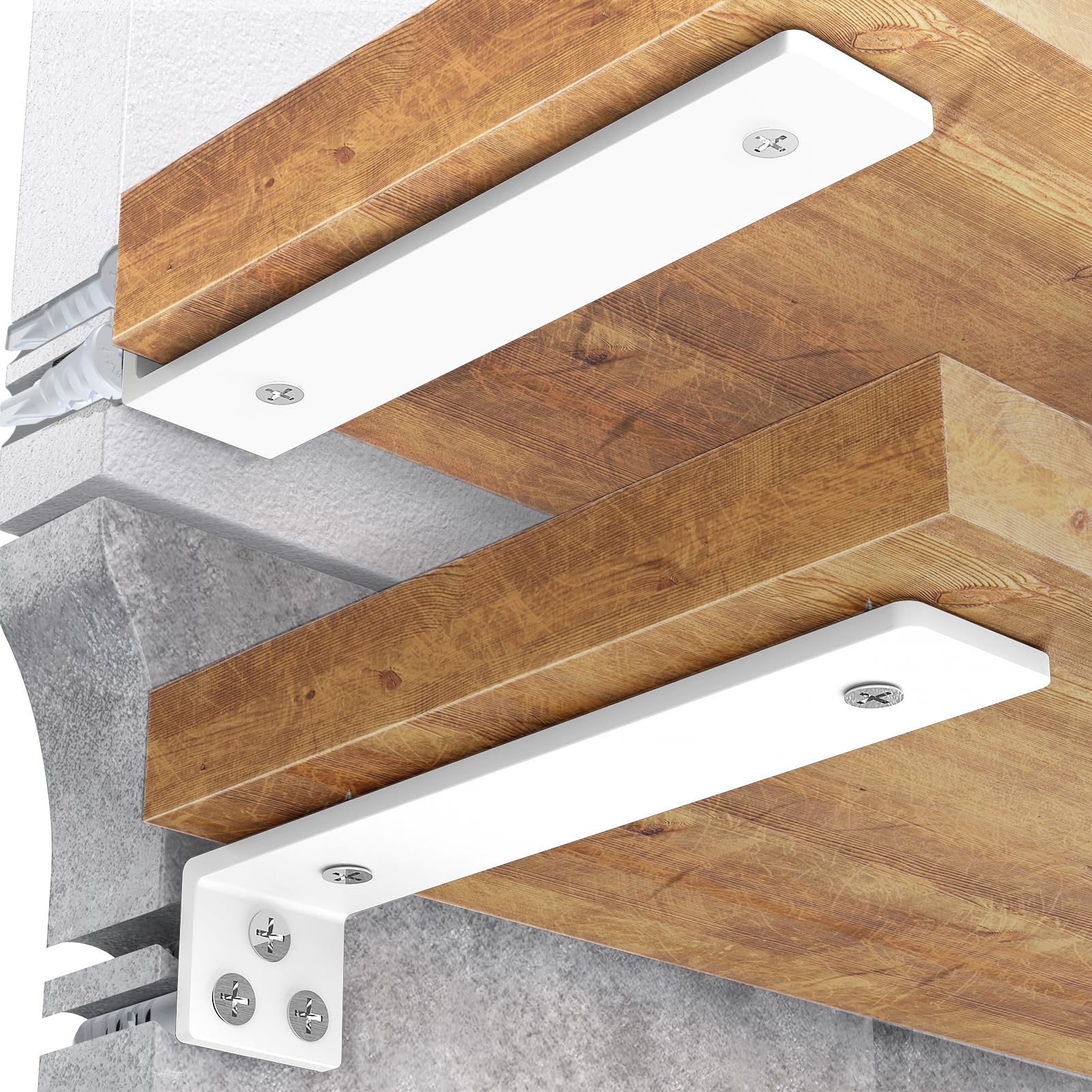 Floating Shelf Brackets 4 Pack - White 15cm-image-c98e85c5-daaa-46c3-9ae7-e72ce112c6a0-125810