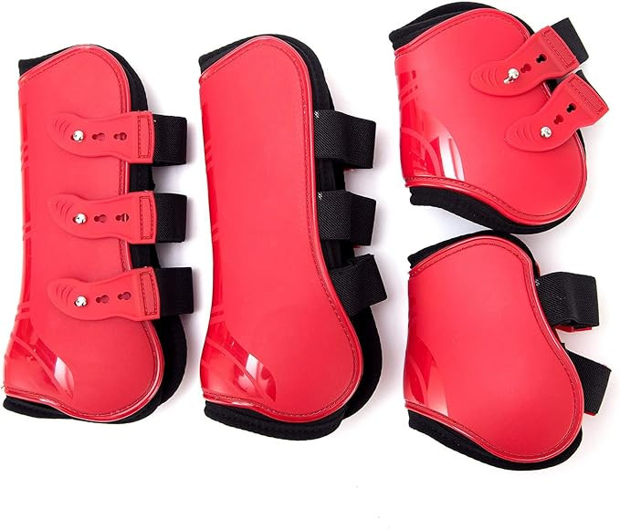 Horse Tendon Boot Set 4pcs - Red S (Pony)-image-05213520-ffd6-4940-a744-fc1da259ffdd-109817