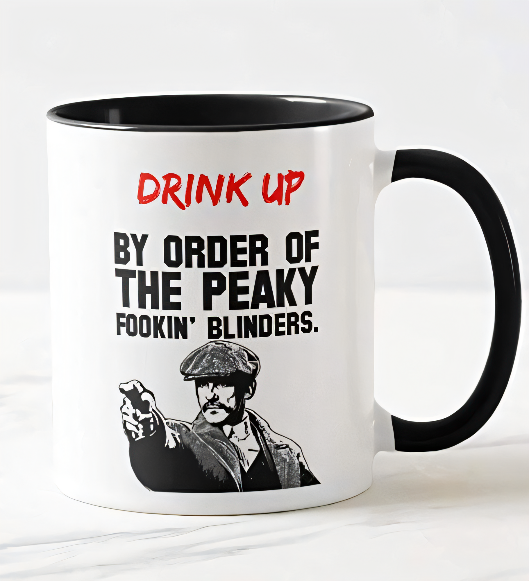 Ceramic Peaky Blinders Mug 330ml – Funny Black Coffee & Tea Cup – Drink Up by Order of The Peaky Blinder