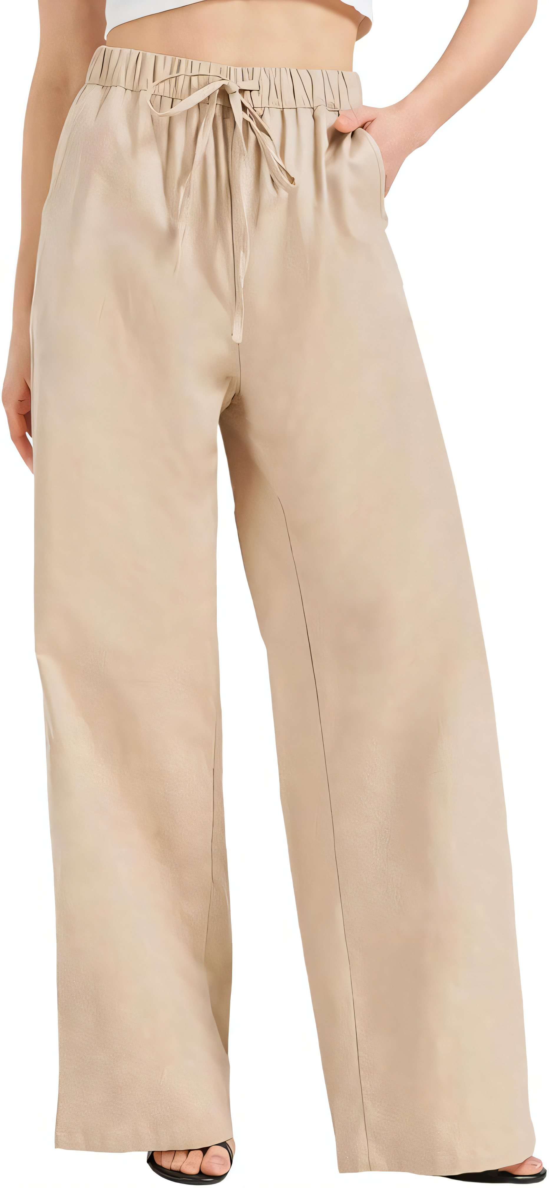 Women's Linen Trousers Wide Leg - Khaki XXL Extra Tall-image-85d21ca0-a277-47f9-a7fe-854cde5b78b1-108846