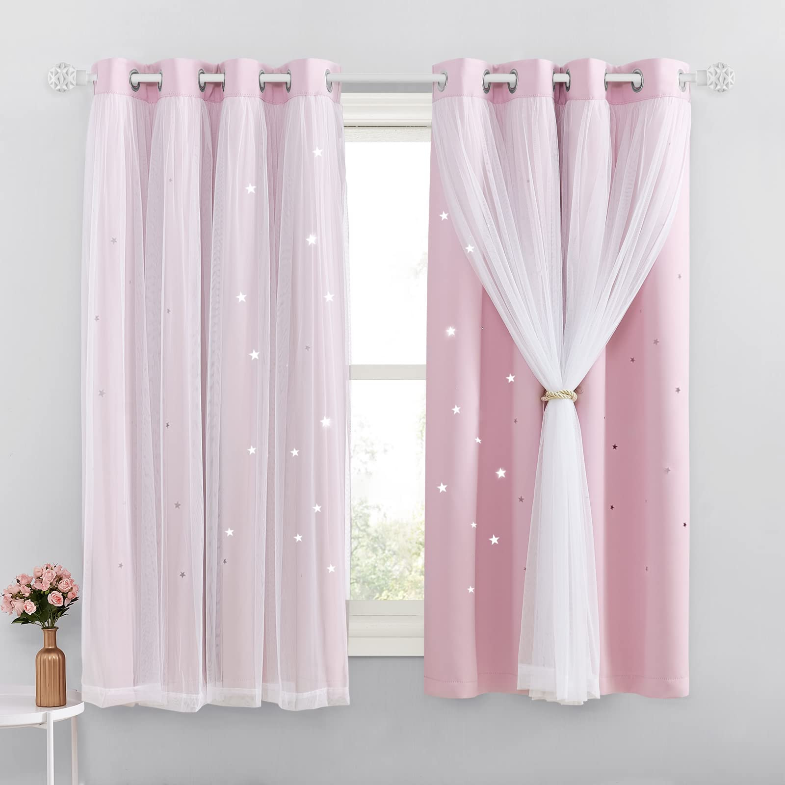 Blackout Curtains Star Cut-Out 2 Panels - Pink W52 x L63-image-70a75620-dd3d-44e5-ae55-4289a9a8a2e7-137729