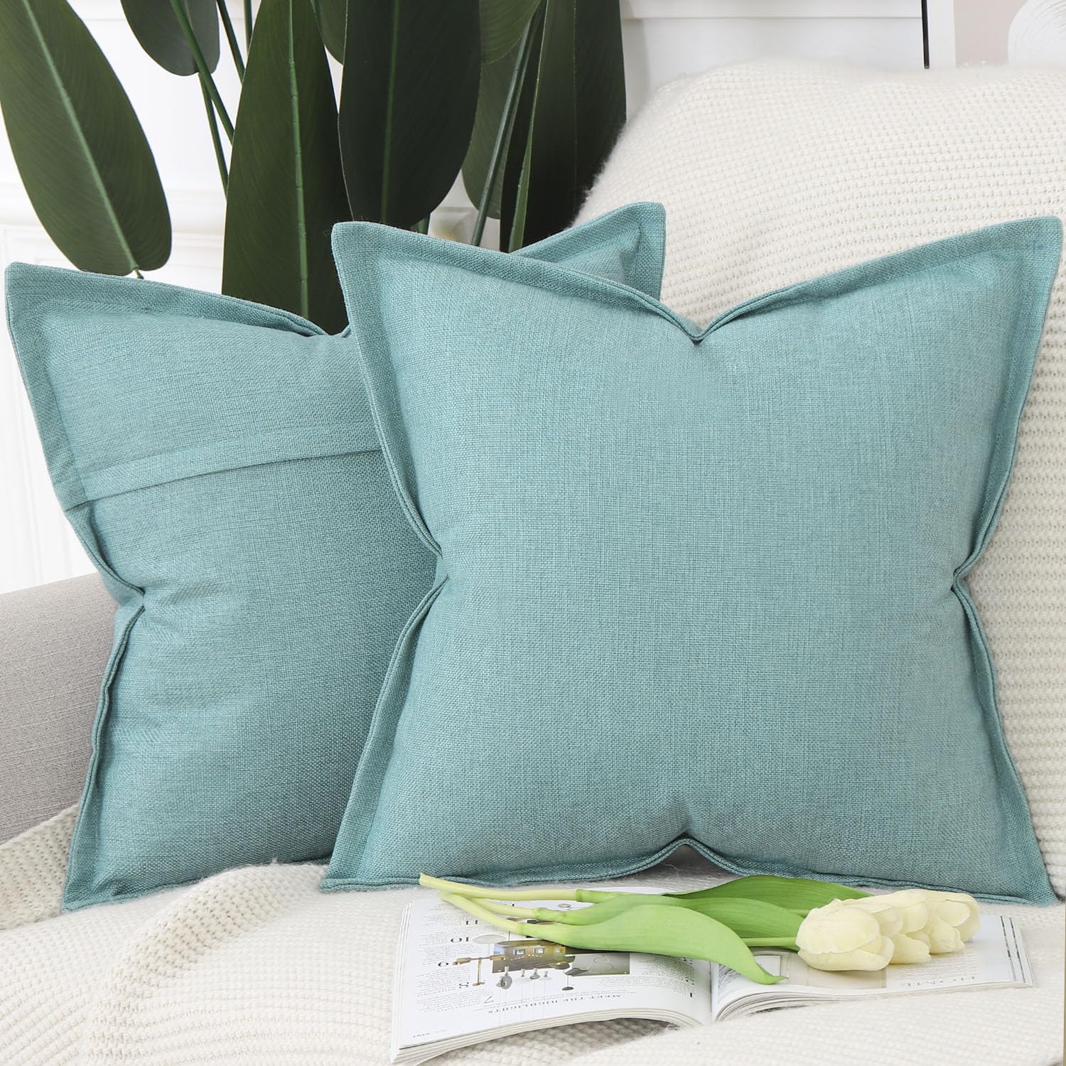 Linen Cushion Covers Set of 2 - Turquoise 60x60 cm-image-bfdb3da6-9d9a-485f-a7d7-67f074967354-126007