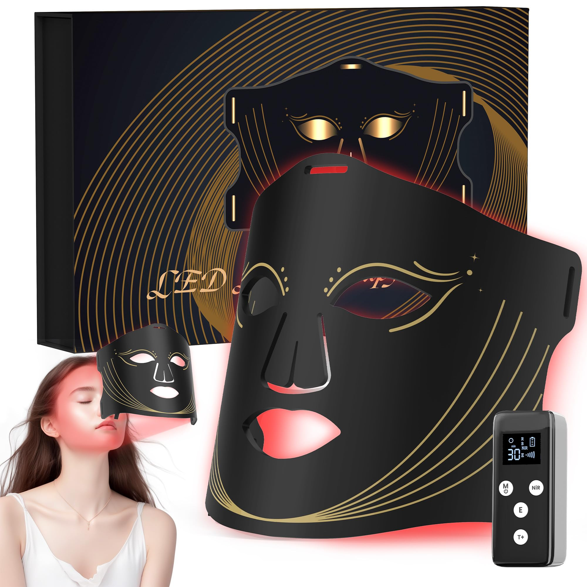 LED Light Therapy Face Mask - Black/Yellow 1 Count-image-5dfecc20-866f-4ce6-bf75-17d37013d4e4-271226