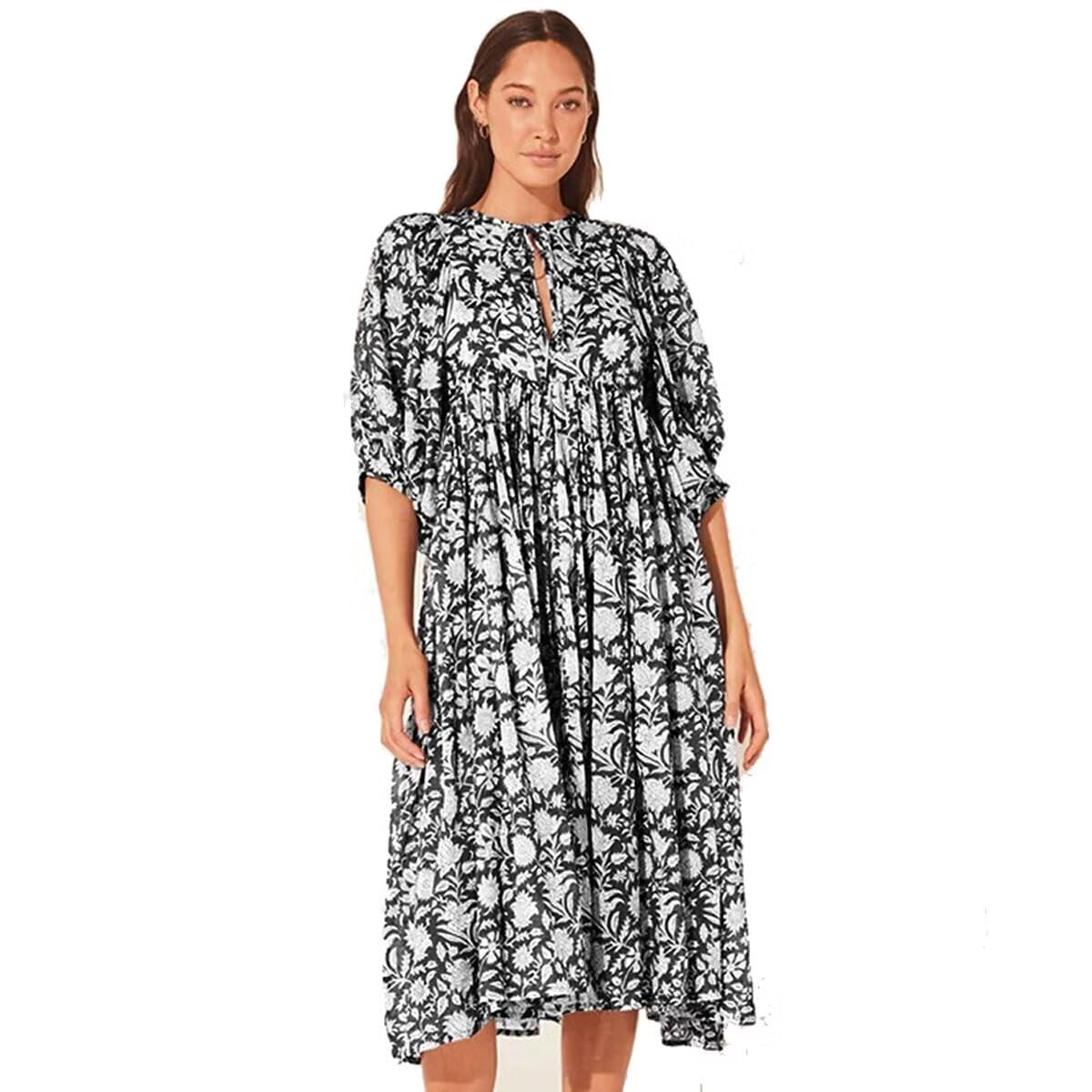 Women's Boho Floral Midi Dress - Black S-image-286e1aea-24c7-48eb-a359-76a40a848a5b-128759