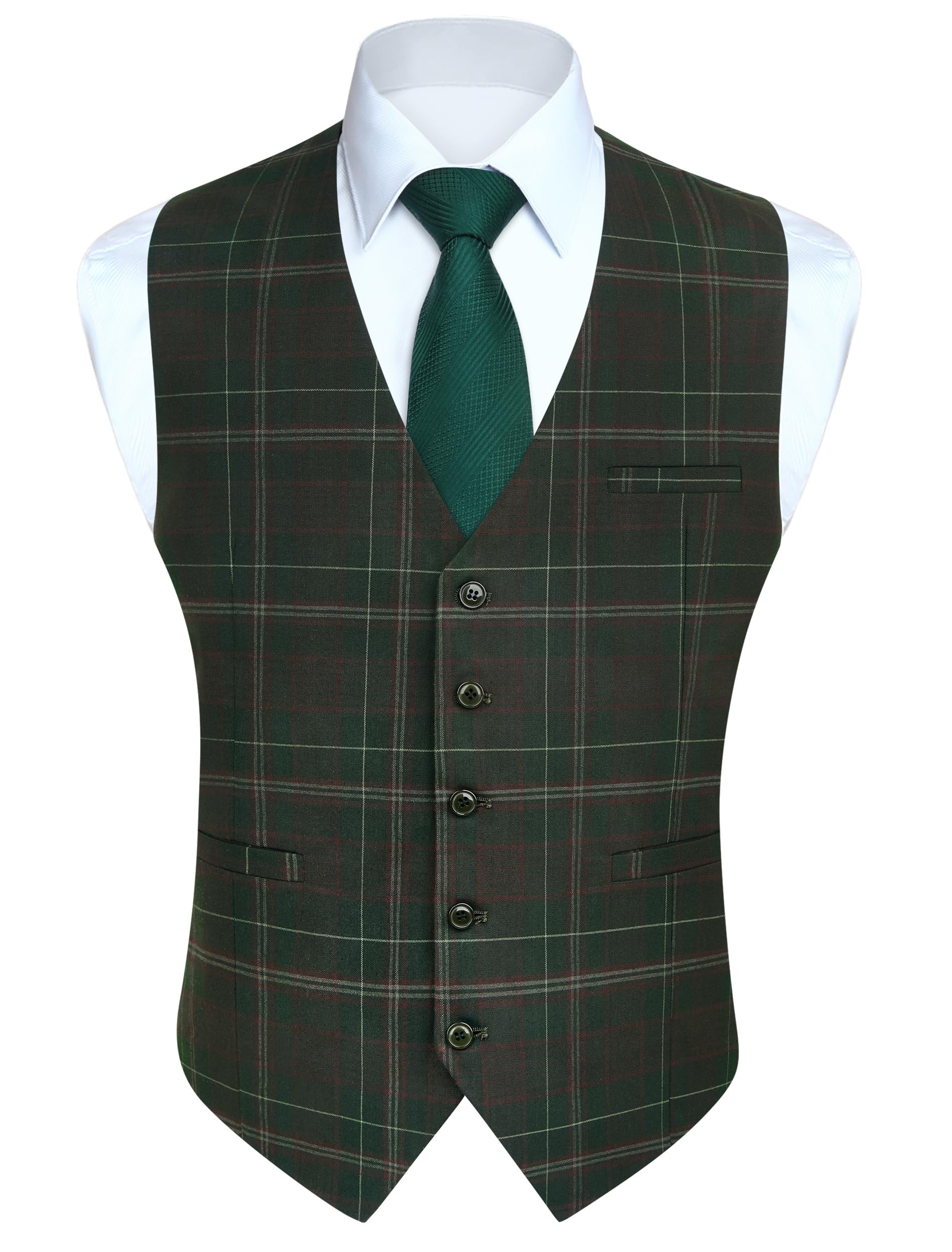 Men's Tartan Waistcoat - Green/Grey 4XL-image-96b63782-54fb-4499-86d0-bb6e6f717343-126247