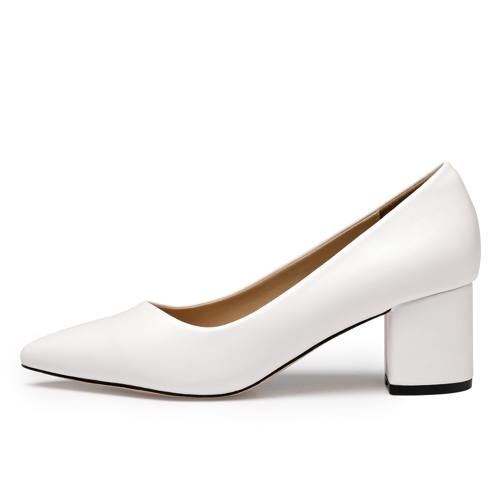 Women's Chunky Heel Court Shoes - White Matte UK 5.5-image-76432af6-de5f-4e89-a85c-1d2900224da2-127195