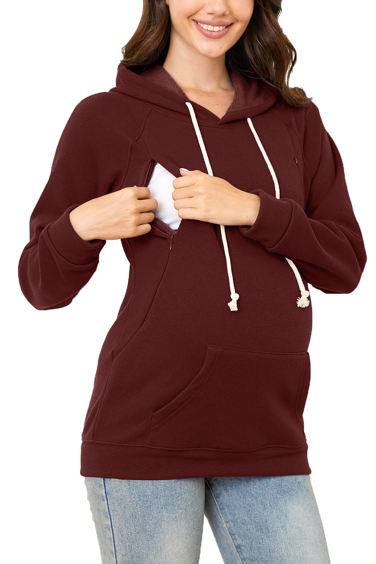 Maternity Nursing Sweatshirt - Dark Red M-image-74358364-8f17-48af-bb53-da2621918ac7-127176