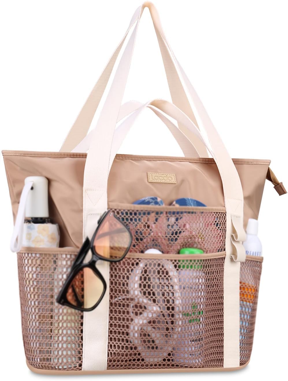 Women's Foldable Beach Tote Bag - Khaki L-image-a10c7839-b661-4636-a1db-322390b72d7c-127993