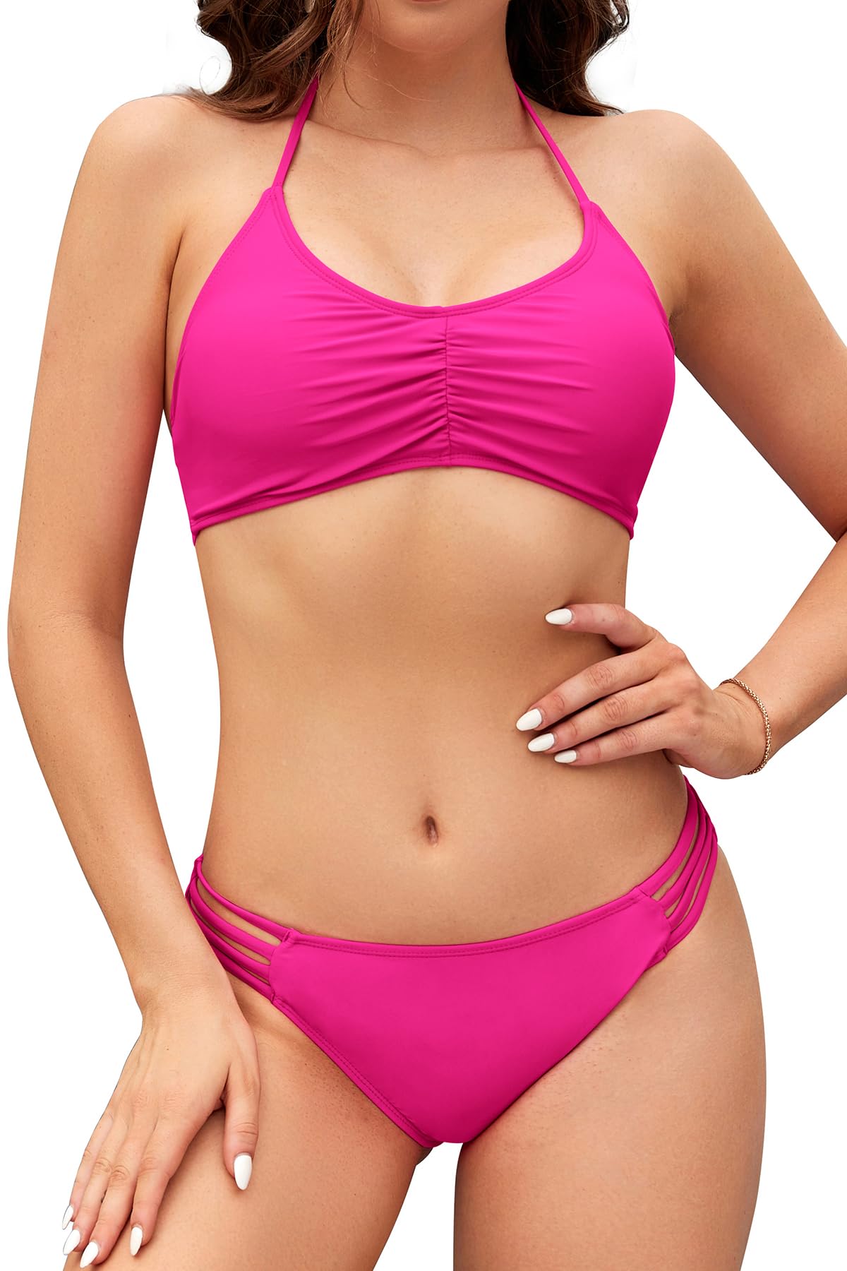 Women's Strappy Bikini Set - Fluorescent Pink M-image-902fbb53-7387-4c29-a398-73390fe68132-127052