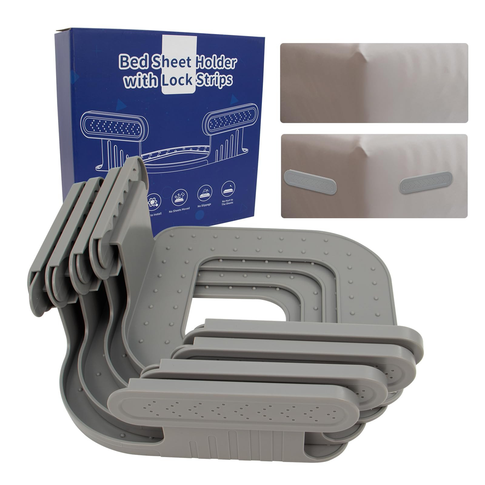Bed Sheet Holder Clips with Lock Straps - White One Size-image-061ce33f-faca-47fb-b1ba-d8596f7a053c-134266
