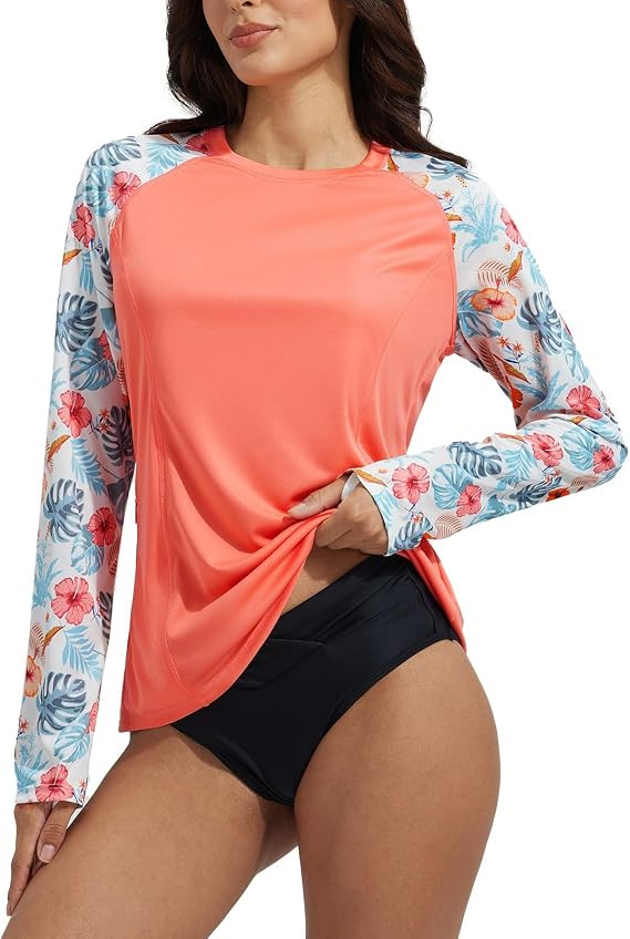 Women's Rash Vest UV Top - White Flower L-image-e705abf8-8dec-448e-a28a-7cf0f70a592d-95810