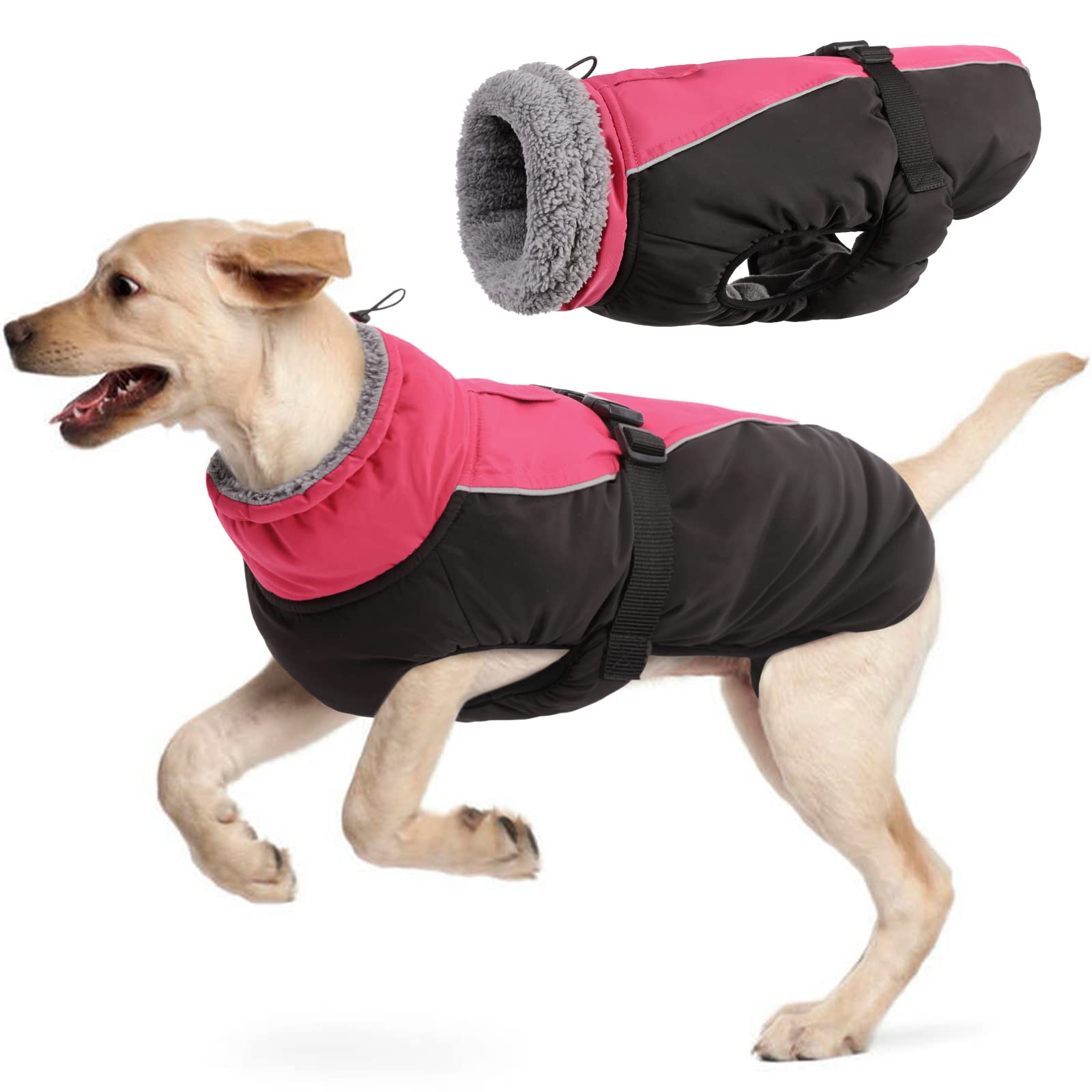 Waterproof Winter Dog Coat - Rose Red X-Large-image-57677ff0-7670-4e80-be33-53eee5205d35-126065