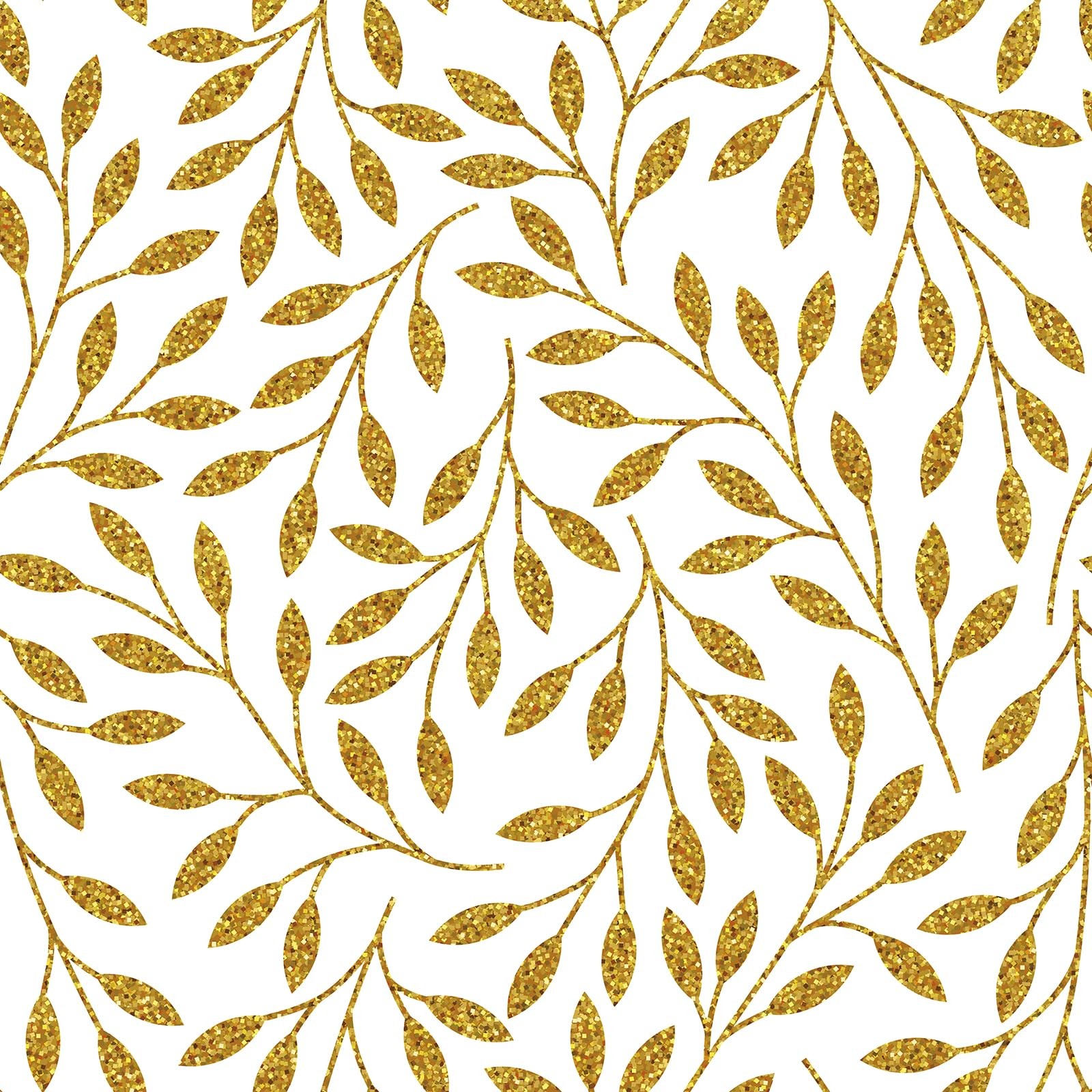 Peel and Stick Leaf Wallpaper - White and Gold 44.5 x 900cm