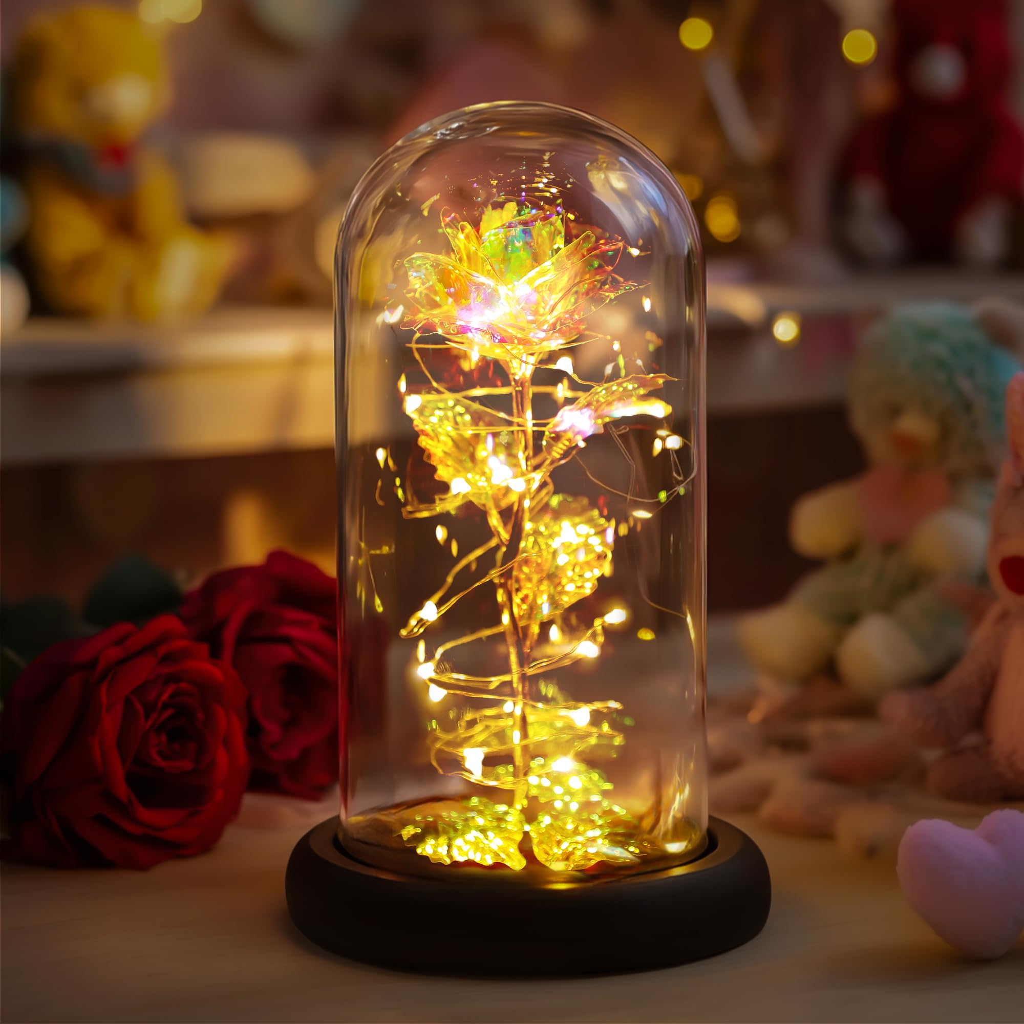 Colourful LED Rainbow Rose in Glass Dome for Women - Perfect Gift for Birthdays, Weddings & More-image-2bc1e01a-d640-46ea-8cbf-2d7b2e4a50cc-59479
