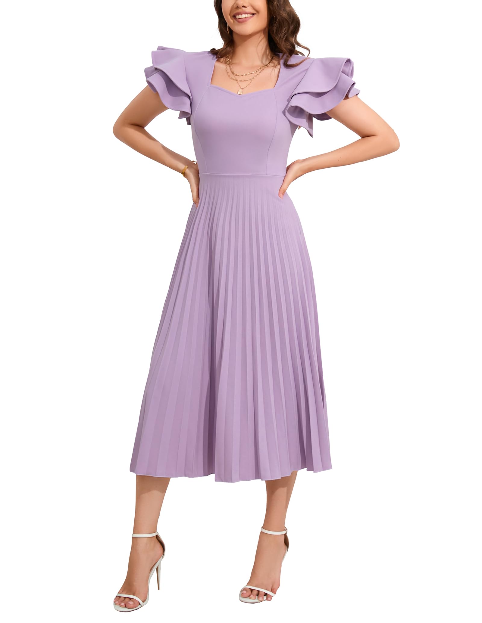 Women's Maxi Dress Ruffle Sleeve - Purple L-image-59bb100f-dc41-41ee-a8f4-f6c8e4c24436-127511
