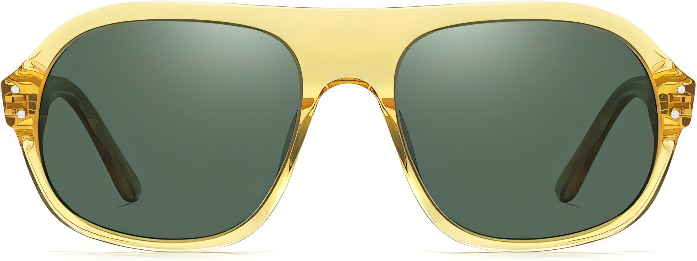 Retro Polarised Sunglasses UV400 - Transparent Yellow Dark Green-image-781587fe-c259-4880-9b3c-cda7bb356cc0-110976