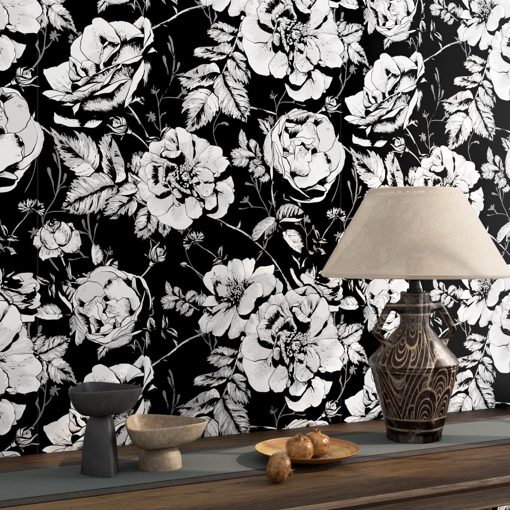 Black Floral Peel & Stick Wallpaper - Dark Floral 44.5×900CM-image-b074f96f-7888-44c9-a653-6c2956483c4a-126959