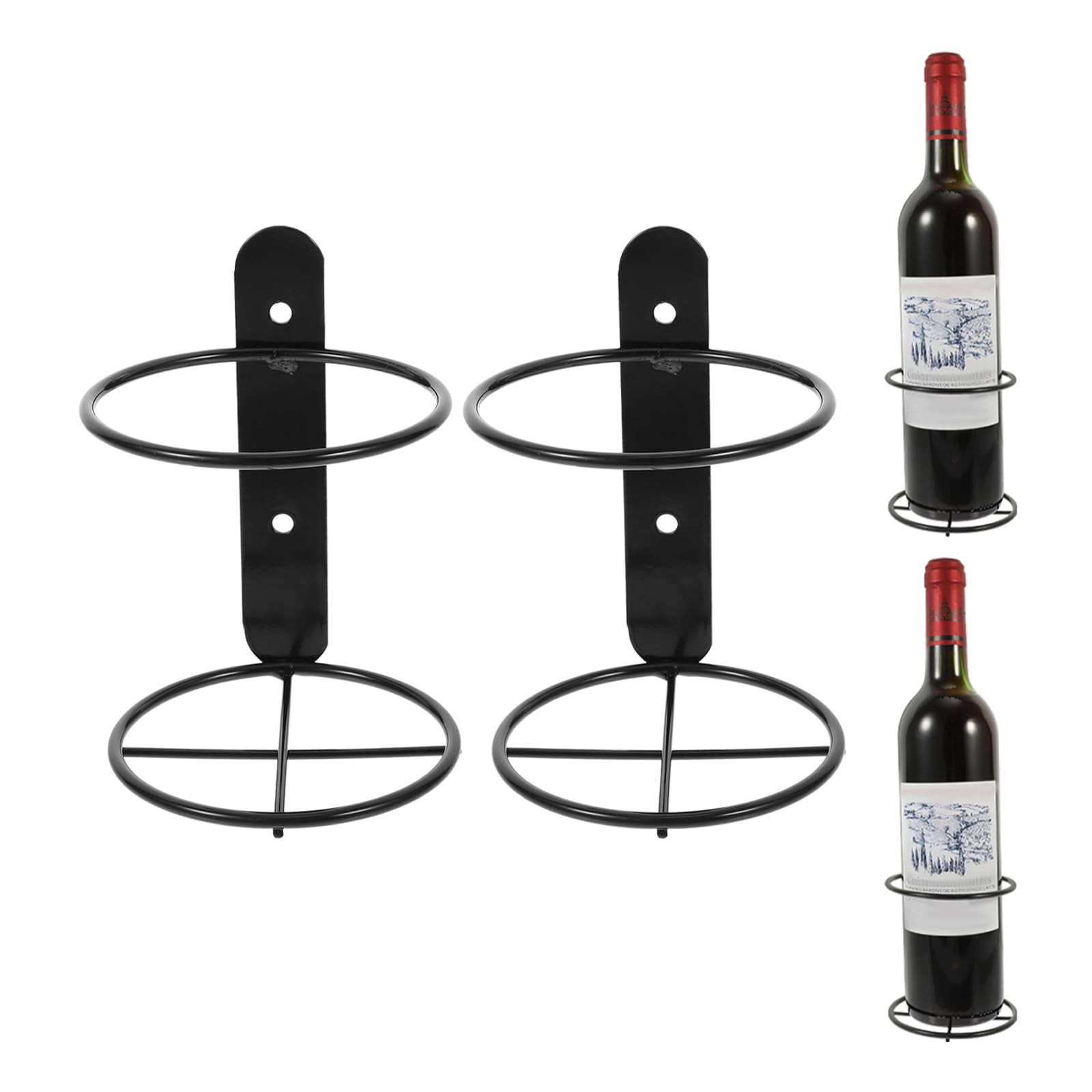 Wall Mounted Wine Rack Single Bottle Holder - Black 13.5x9.5cm-image-d5351259-bfd1-4bd6-a9ee-50fd4186ccc1-132796