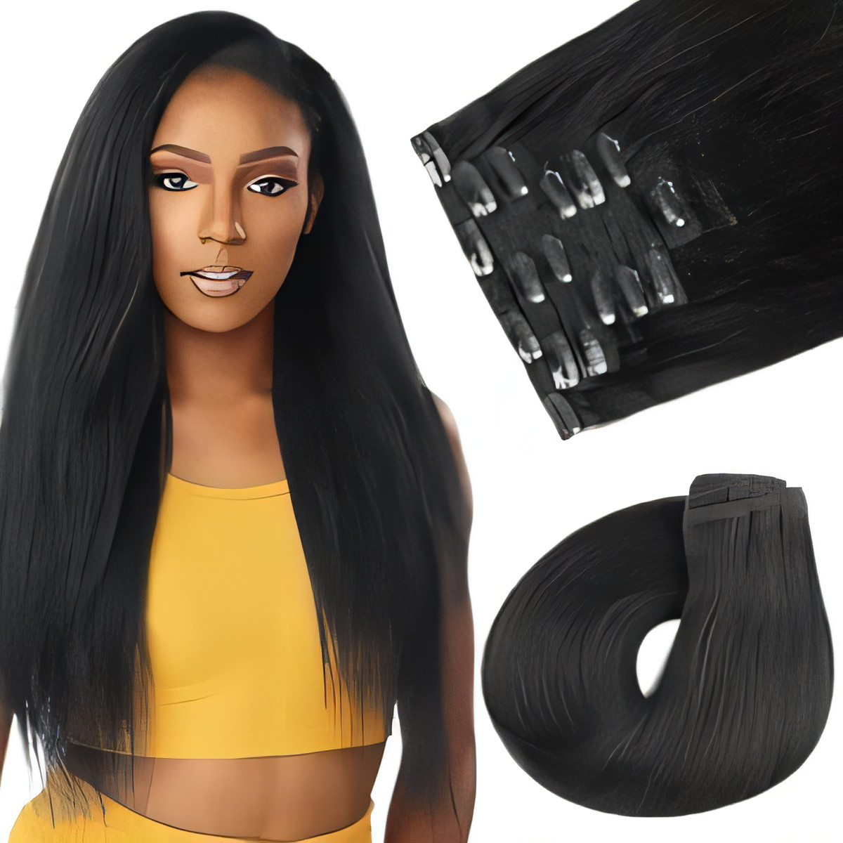 Yaki Clip In Hair Extensions - Natural Black 26 Inch-image-b653dedd-c82a-4fe2-a2dc-ff4c1270a299-122921