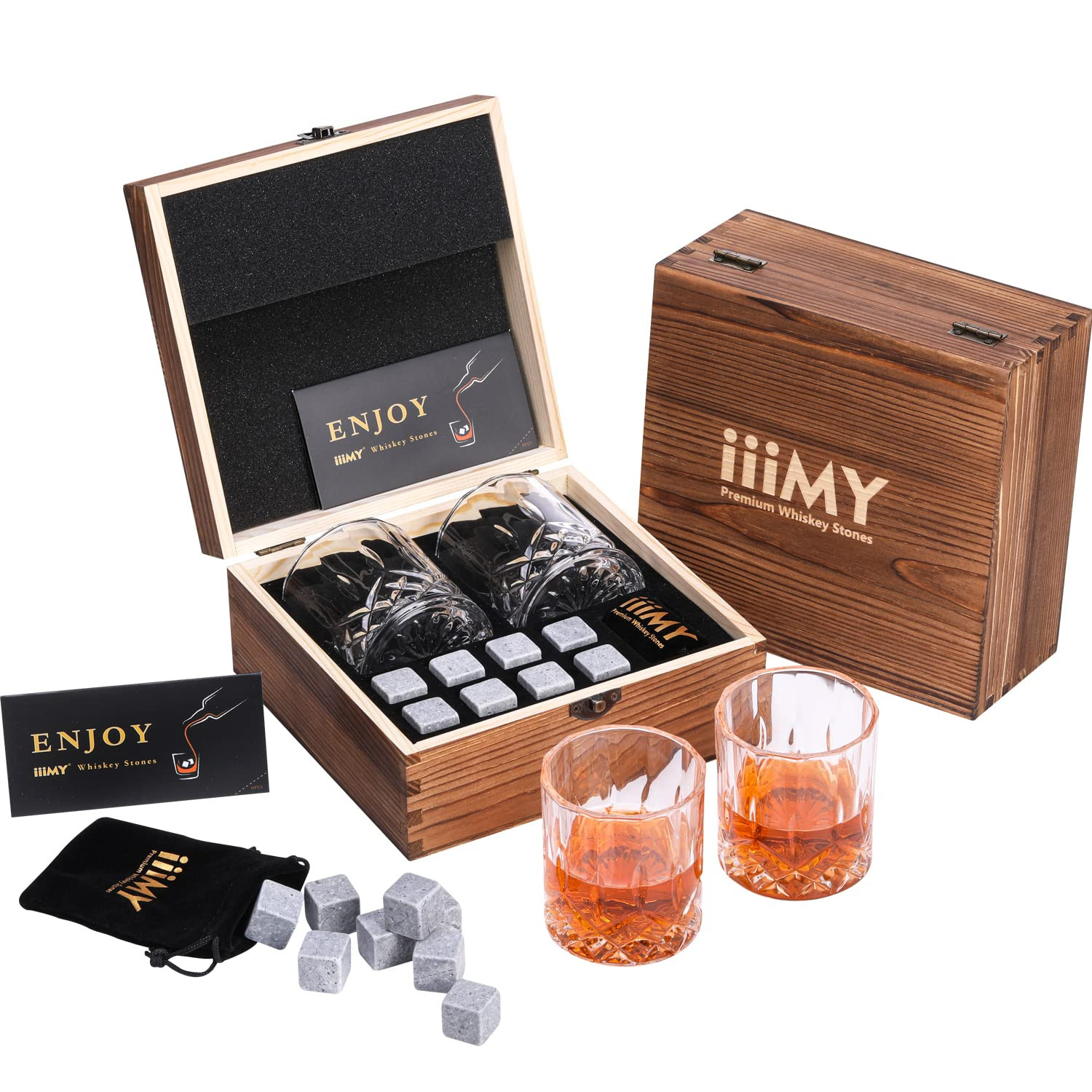 Whisky Stones & Glasses Gift Set - Brown Grey 20mm-image-c8fac277-c84c-4dc4-91e2-07de8455817f-1349