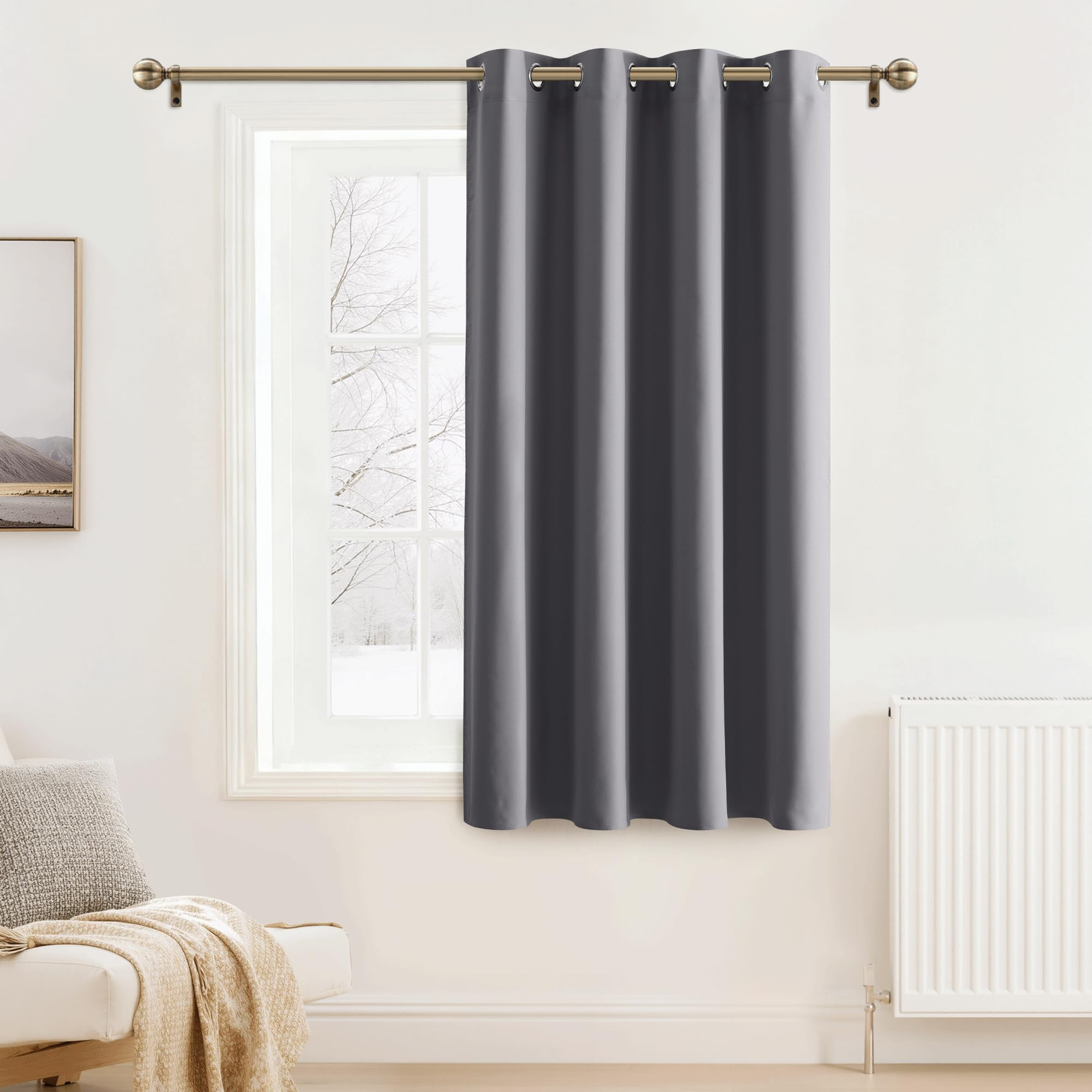 Blackout Curtain Thermal Panel - Grey 52x54"