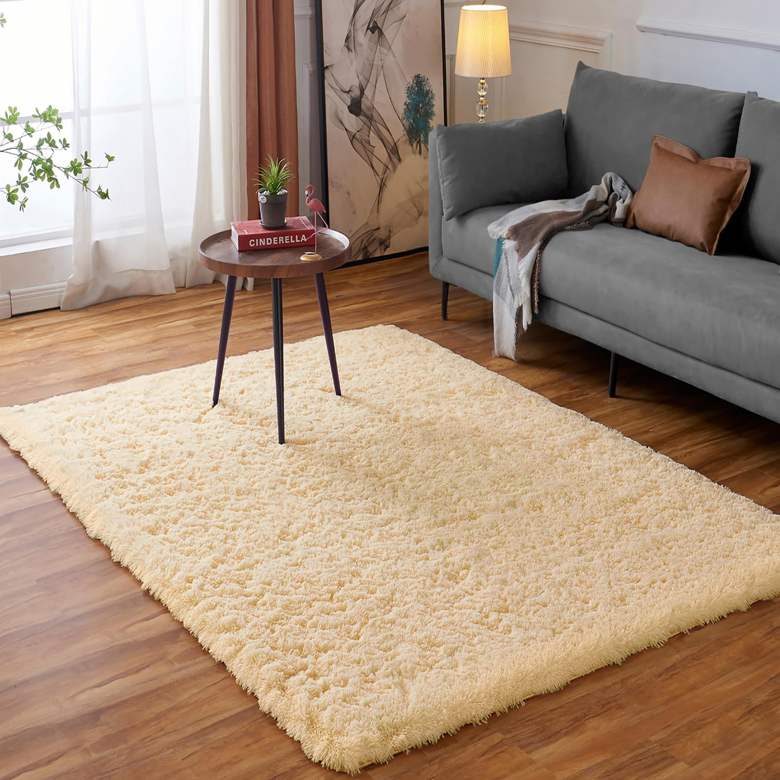 Large Fluffy Shaggy Rug Washable - Beige 160x230 cm-image-ef465fce-1b85-445e-9052-724b3a7ece2f-470