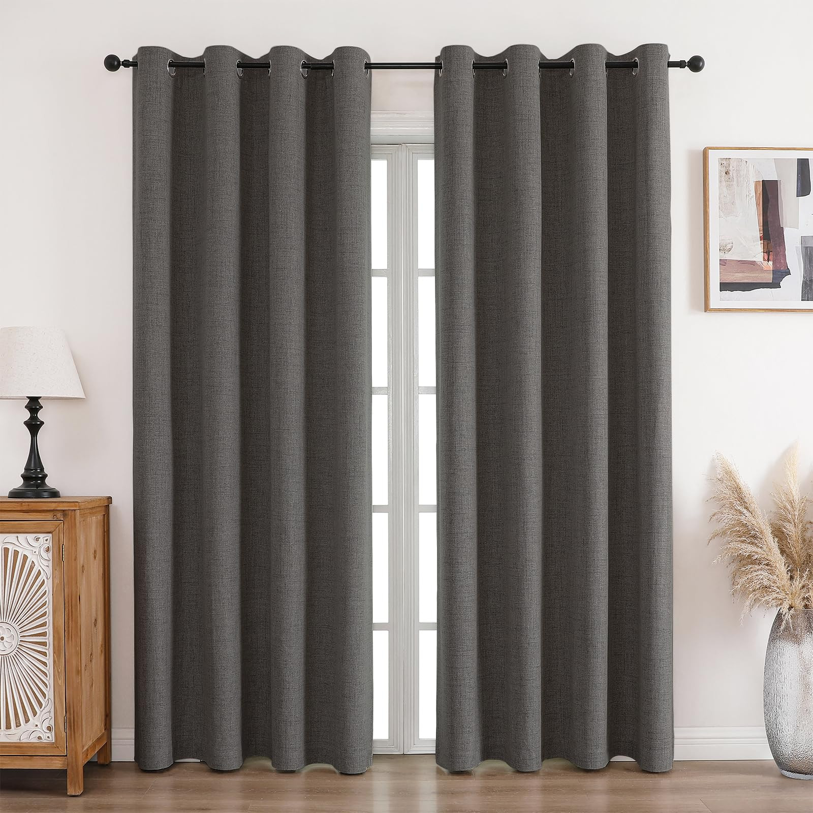 Blackout Eyelet Curtains Thermal - Grey 52x108in 2 Panels