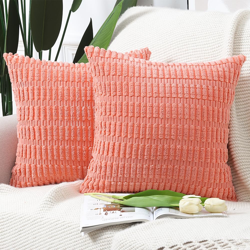 Boho Corduroy Throw Pillow Covers Pack of 2 - Coral 65x65 cm-image-6cc902fc-e031-47f2-a8dd-f27dc33d0091-126002