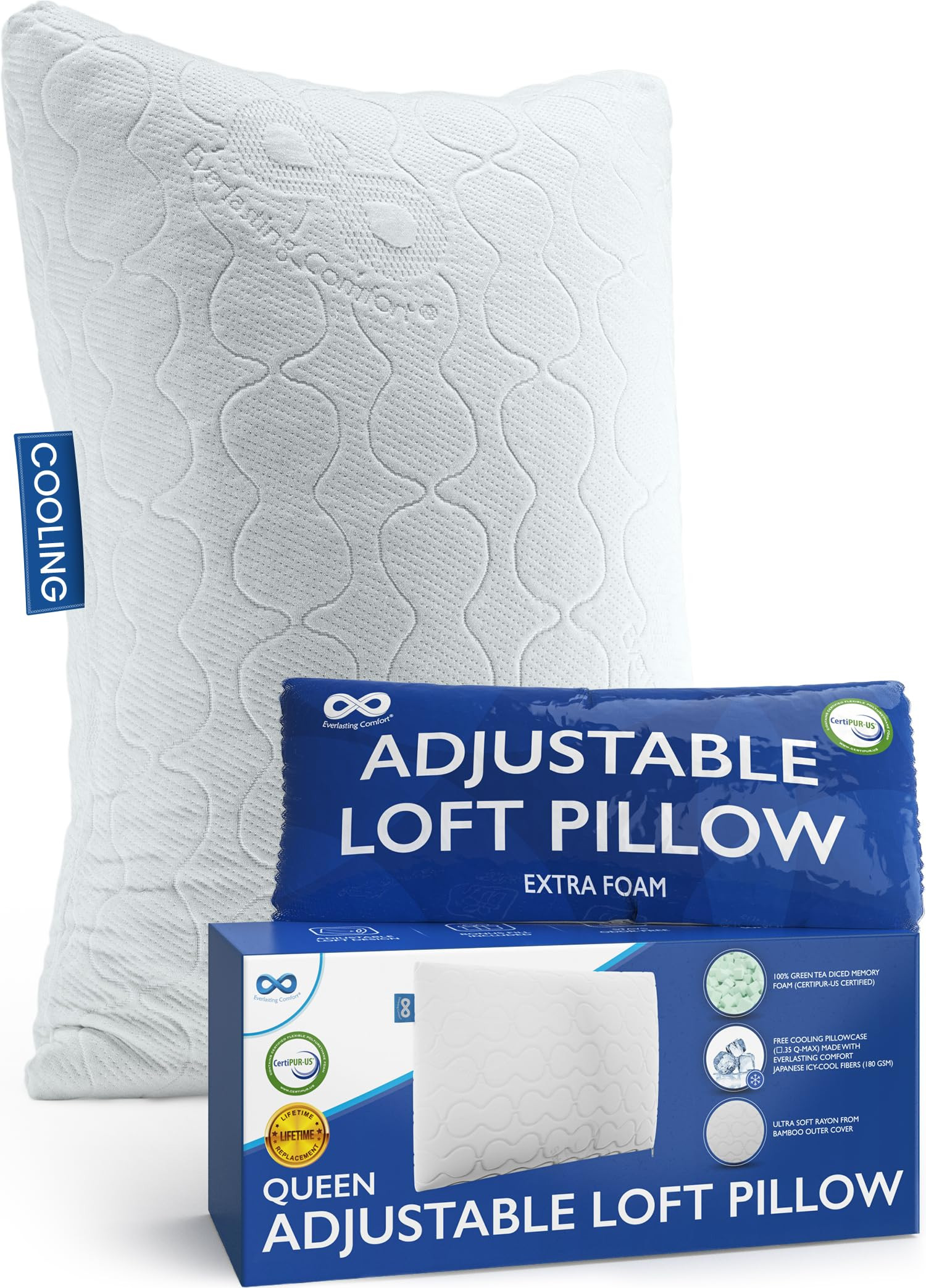 Adjustable Memory Foam Pillow - Green Queen-image-0a307d8c-4abd-4a50-bbc1-2848b480d29a-2389