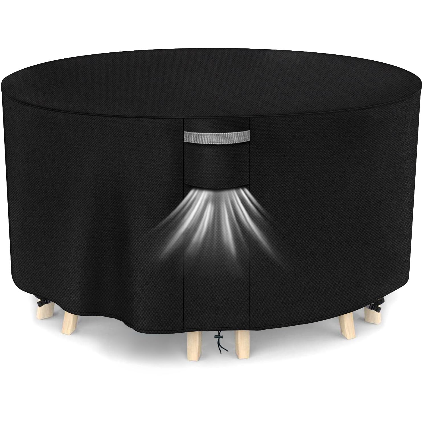 Round Garden Furniture Cover Waterproof - Black Ø190x80cm-image-38e04bb4-72cb-4270-ae67-2f4a402a9b28-135404