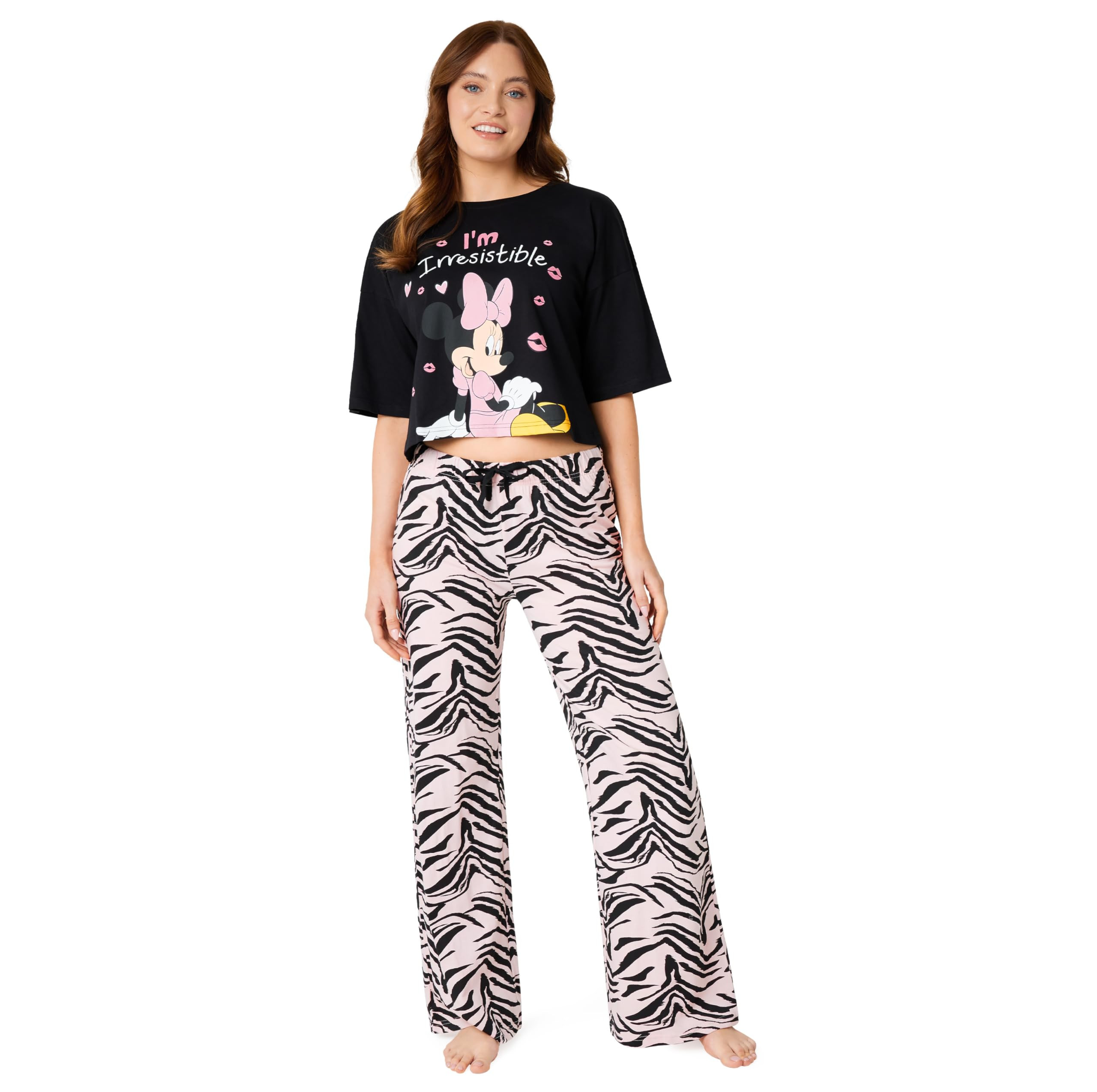 Women's Stitch Pyjama Set - Black/Pink Minnie S