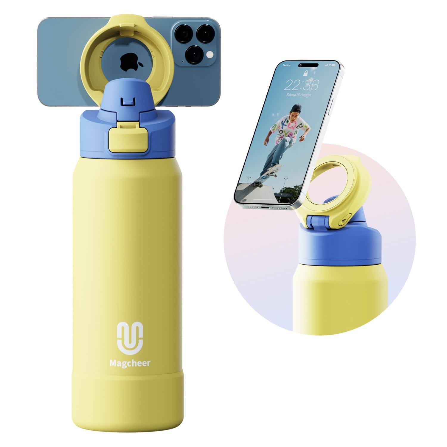 Magnetic Water Bottle with Phone Holder - Yellow 1000ml-image-c71ebfca-7e49-4604-a621-1eea8f98ca83-264267