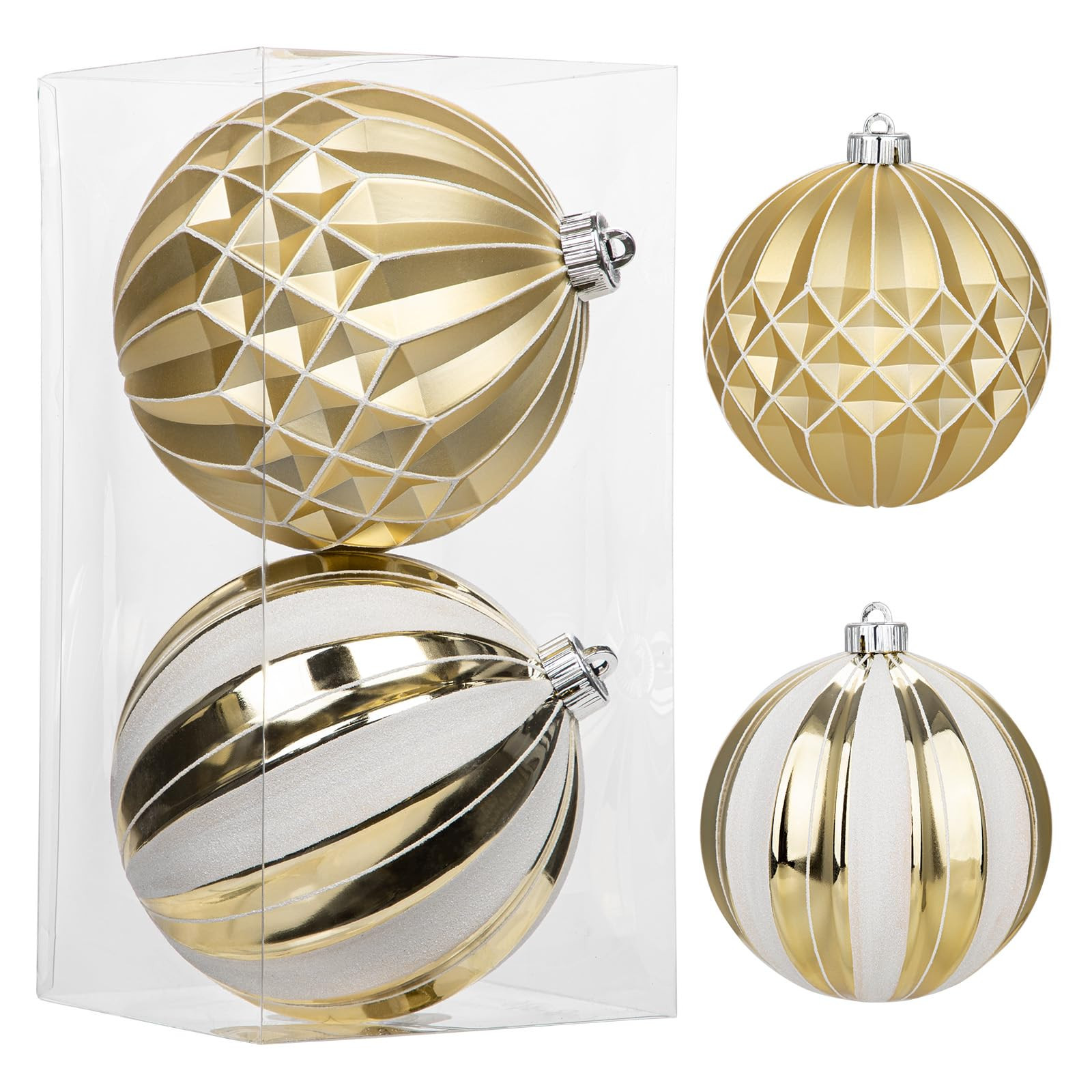 Large Christmas Baubles 2 Pack - Champagne 15cm-image-5753bbfe-fe13-4709-a9ca-42c7c1d2714f-268960