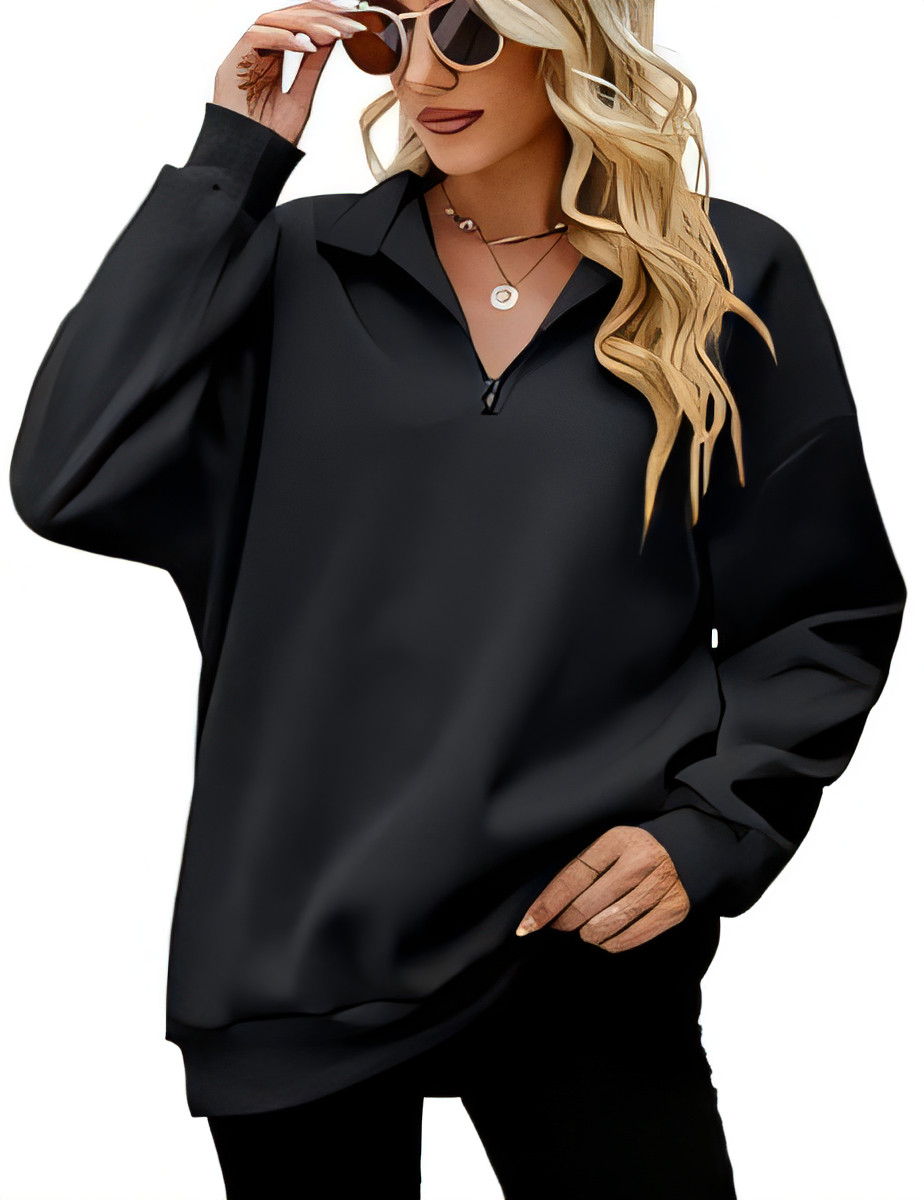 Women's Oversized Sweatshirt 1/4 Zip - Black M-image-71975f04-bf3c-42fe-8004-caa520a848a7-115994