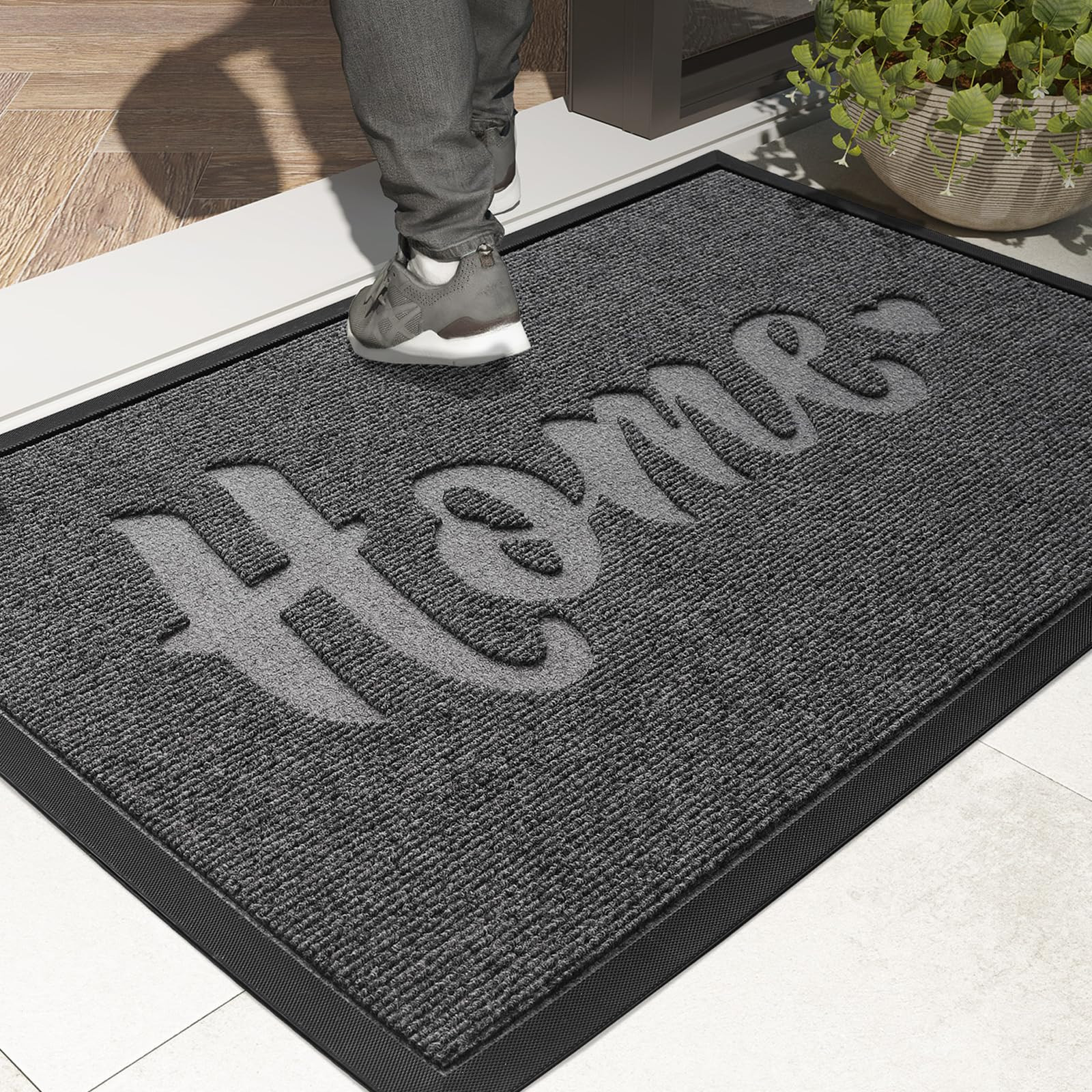 Non-Slip Door Mat Indoor Outdoor - Grey 90x150cm-image-a4372da9-d965-46bd-bb8a-8a3e1d1d3eb2-134677