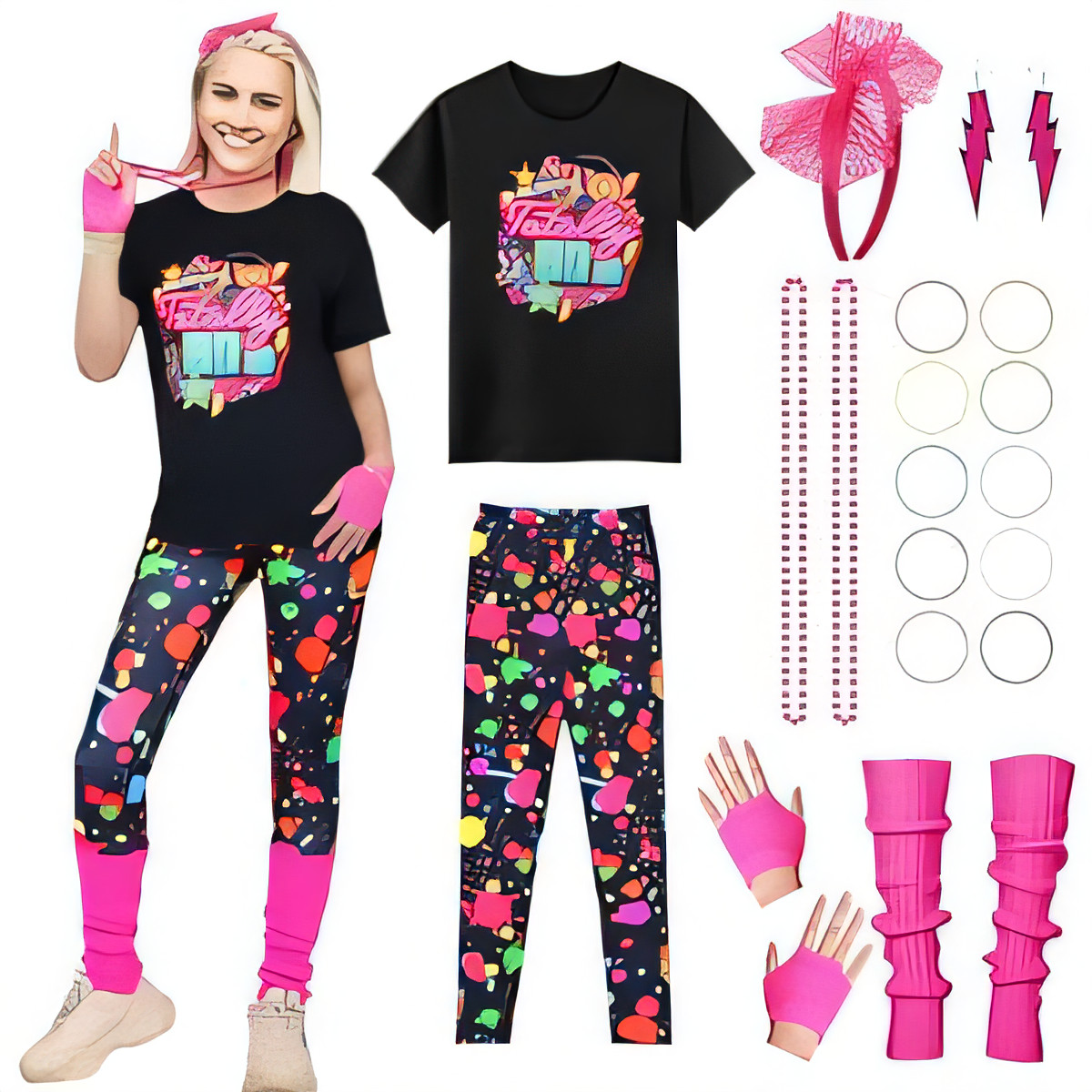 80s Fancy Dress Costume Set - XXL Pink-image-7a916e38-956b-4a28-8844-466c58e81235-91465