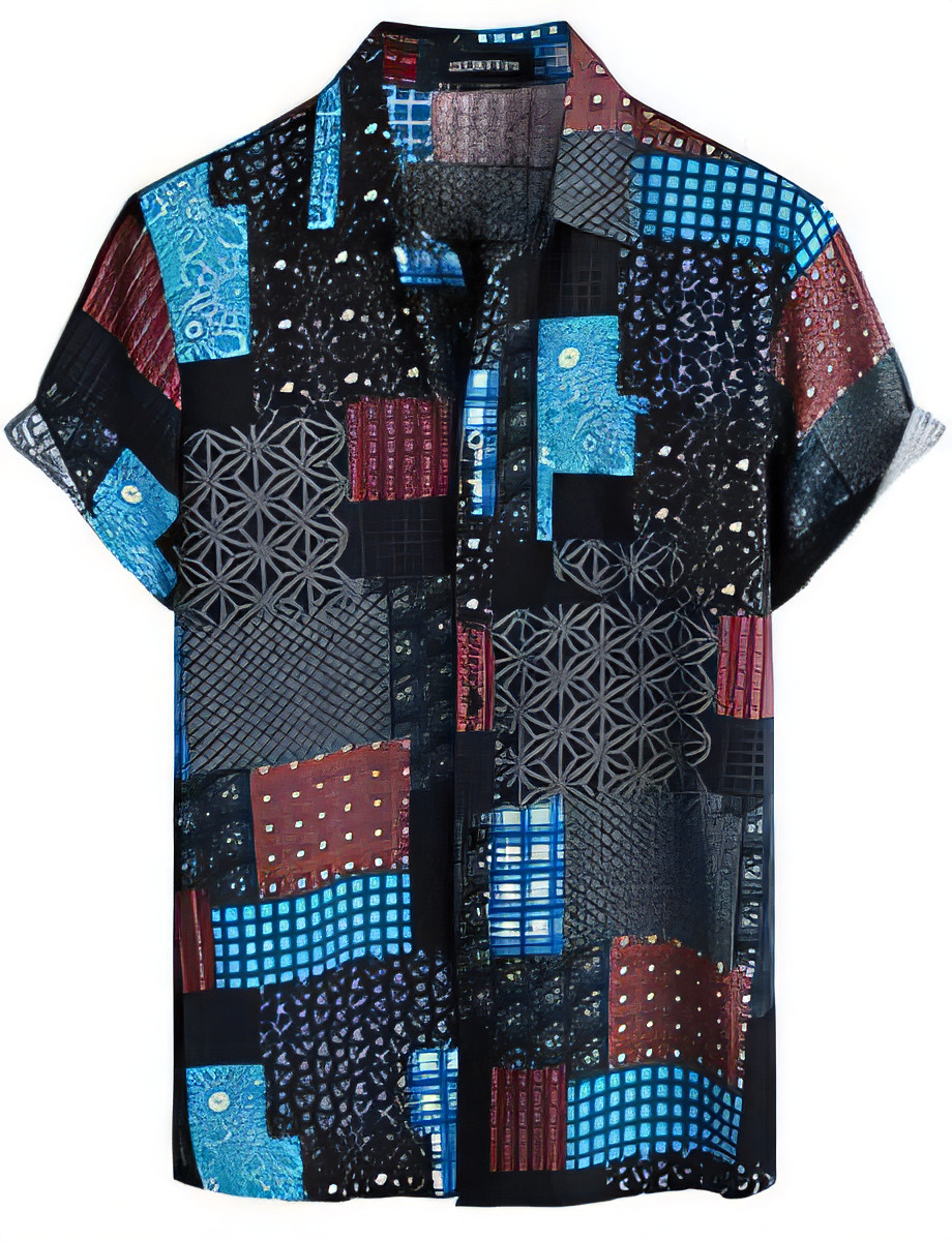 Men's Linen Short Sleeve Shirt - Black Blue Small-image-3b079024-26aa-4479-919a-2924425cbd66-96397