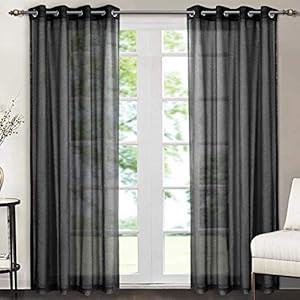 Voile Curtains Sheer Pair - Black W52" x L90"-image-f9d05974-17e9-4a09-80c0-d0aee81b5025-134259