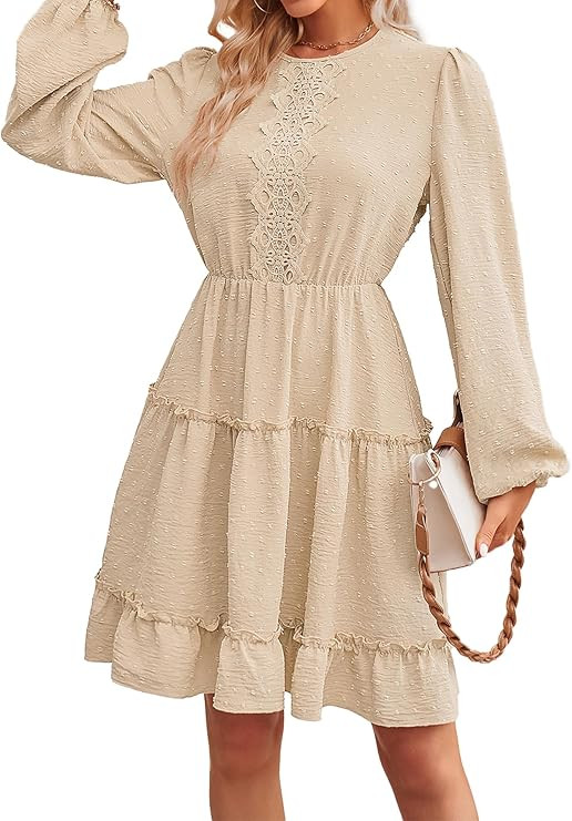 Women's Swiss Dot Midi Dress - Apricot L-image-2b8a4818-8ed5-4457-a5ef-31a0de01a58f-116