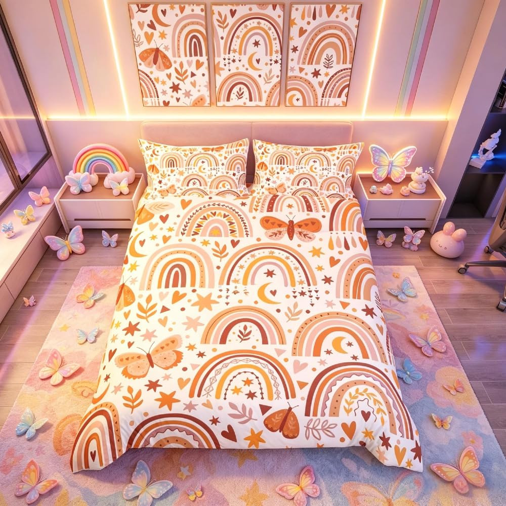 Rainbow Butterfly Duvet Set - Multicoloured Double