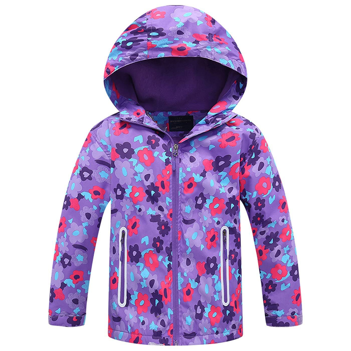 Girls Waterproof Fleece Jacket - Purple Flower 8-9 Years-image-a89bd5c6-d244-4414-a56f-7f0ae439f7c6-137559