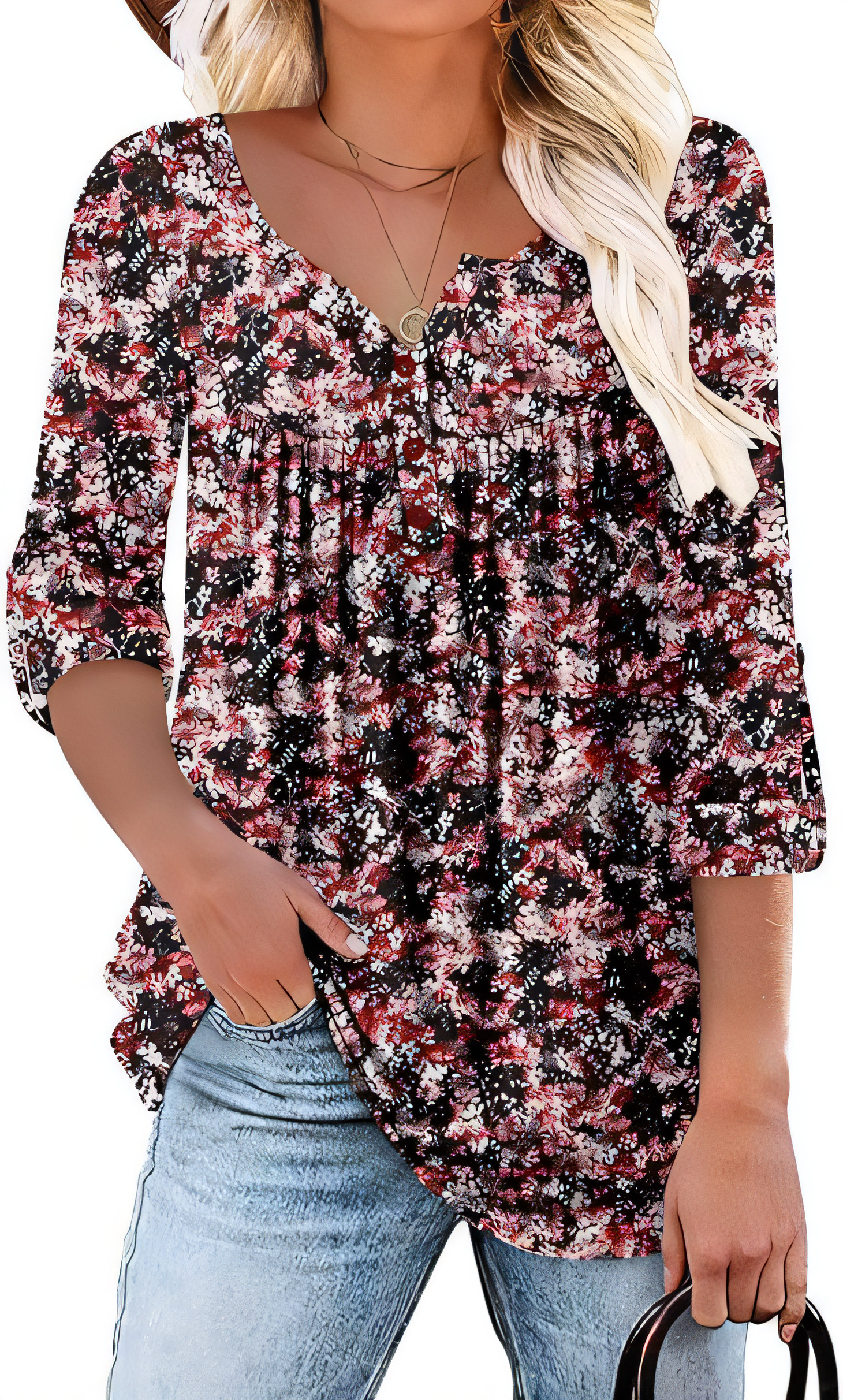 Trendy Henley Shirts for Women - Ruffle Long Sleeve-image-36dccf54-6d56-41f4-9aa8-12e5ba7a4c3d-72799
