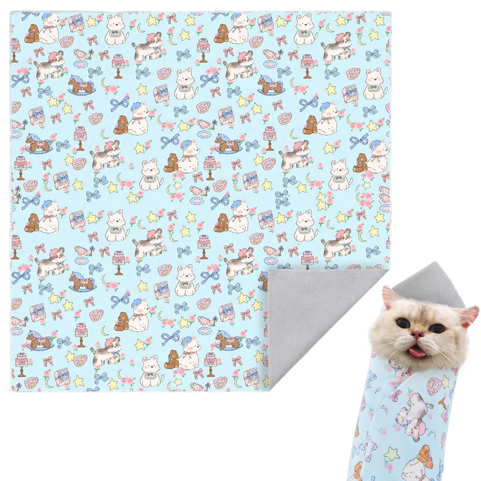 Cat Grooming Wrap Washable Cloth - Bluepuppy 70x70cm