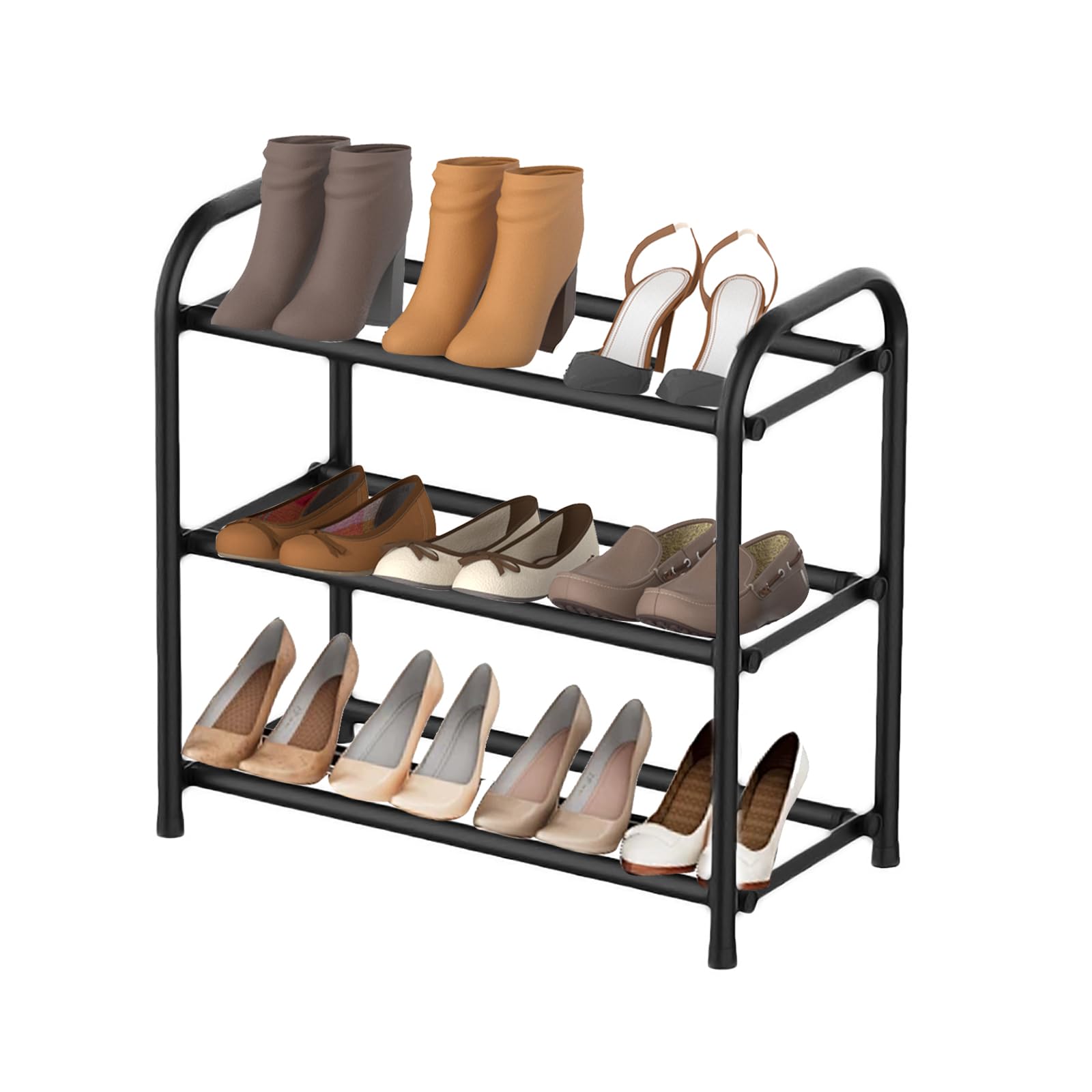 Expandable 3-Tier Shoe Rack - Black Large-image-480f9a26-ab47-4bd7-ae3a-d462d25b05ac-128974