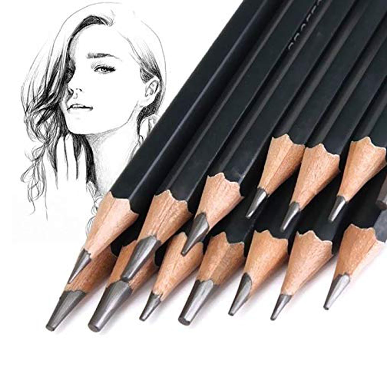 Graphite Sketch Pencils 14 pcs - Natural Wood-image-5d62935e-b8b2-4bc9-9e0f-3a013dfcf88f-125773