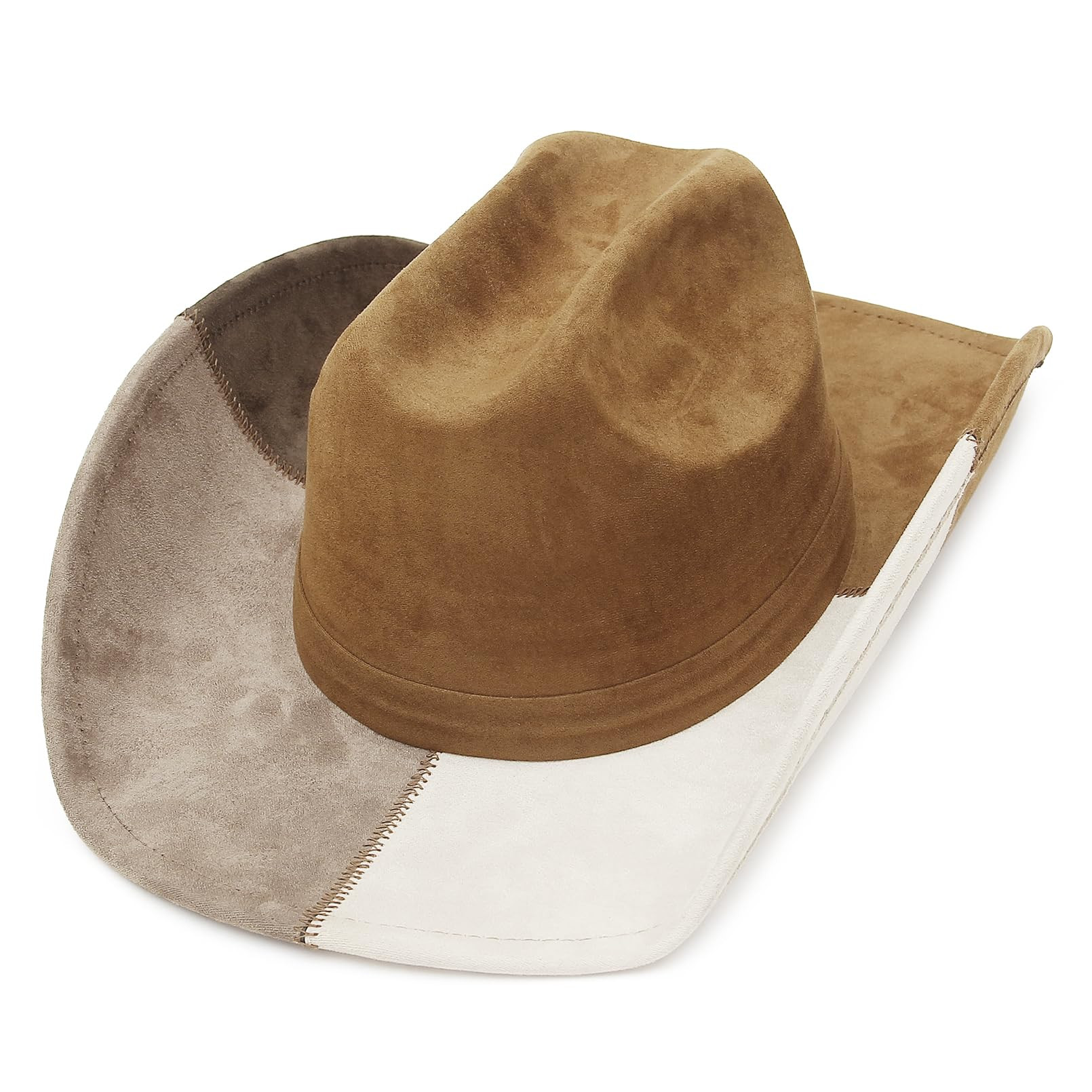 Patchwork Suede Cowboy Hat - Camel Top 7 1/8-7 3/8-image-924f672c-e8f8-44f4-8141-dd41fb85ce68-130646