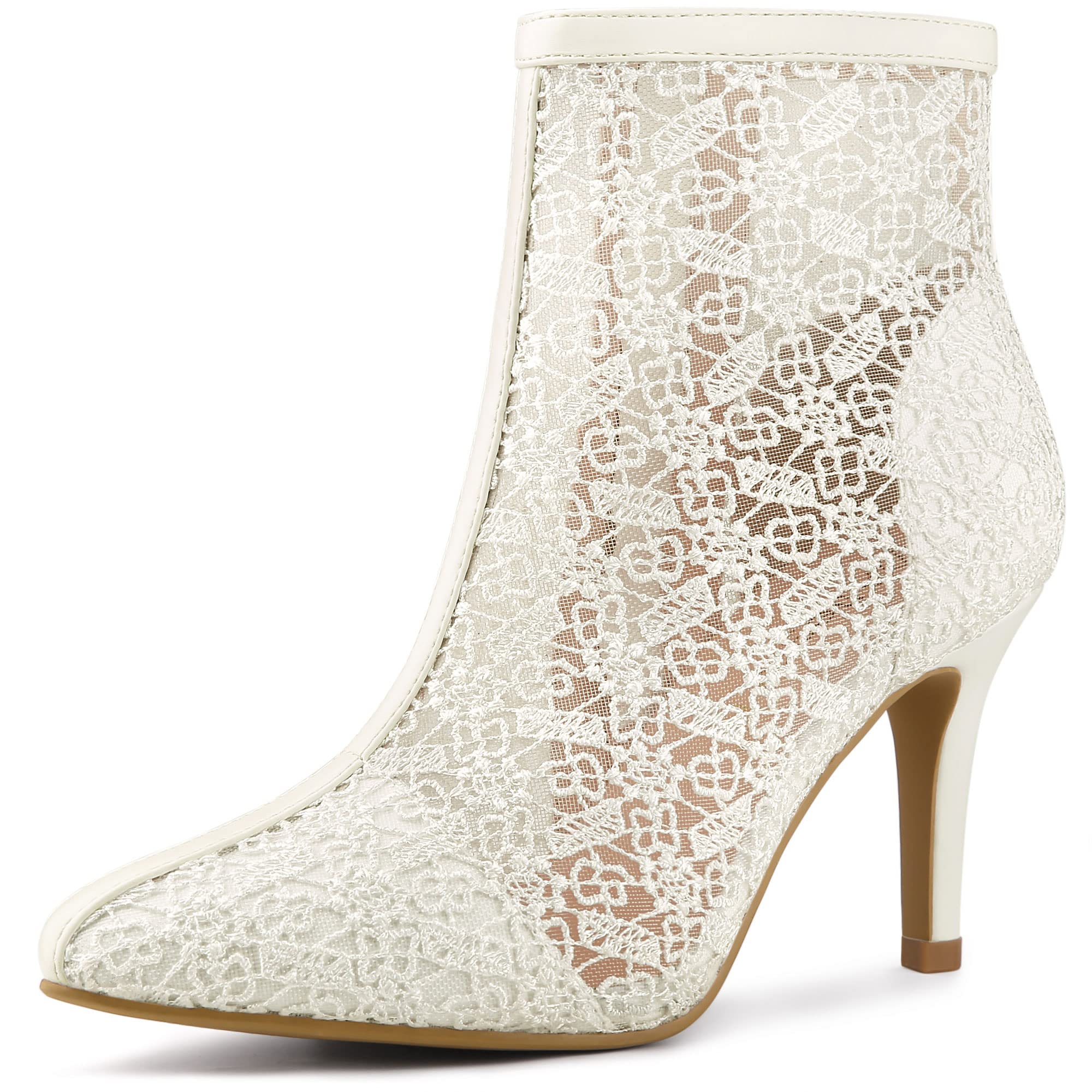 Lace Stiletto Ankle Boots - White UK 6.5-image-1d17f5b7-f405-4047-b8d5-f8eaf2cd2d83-266074