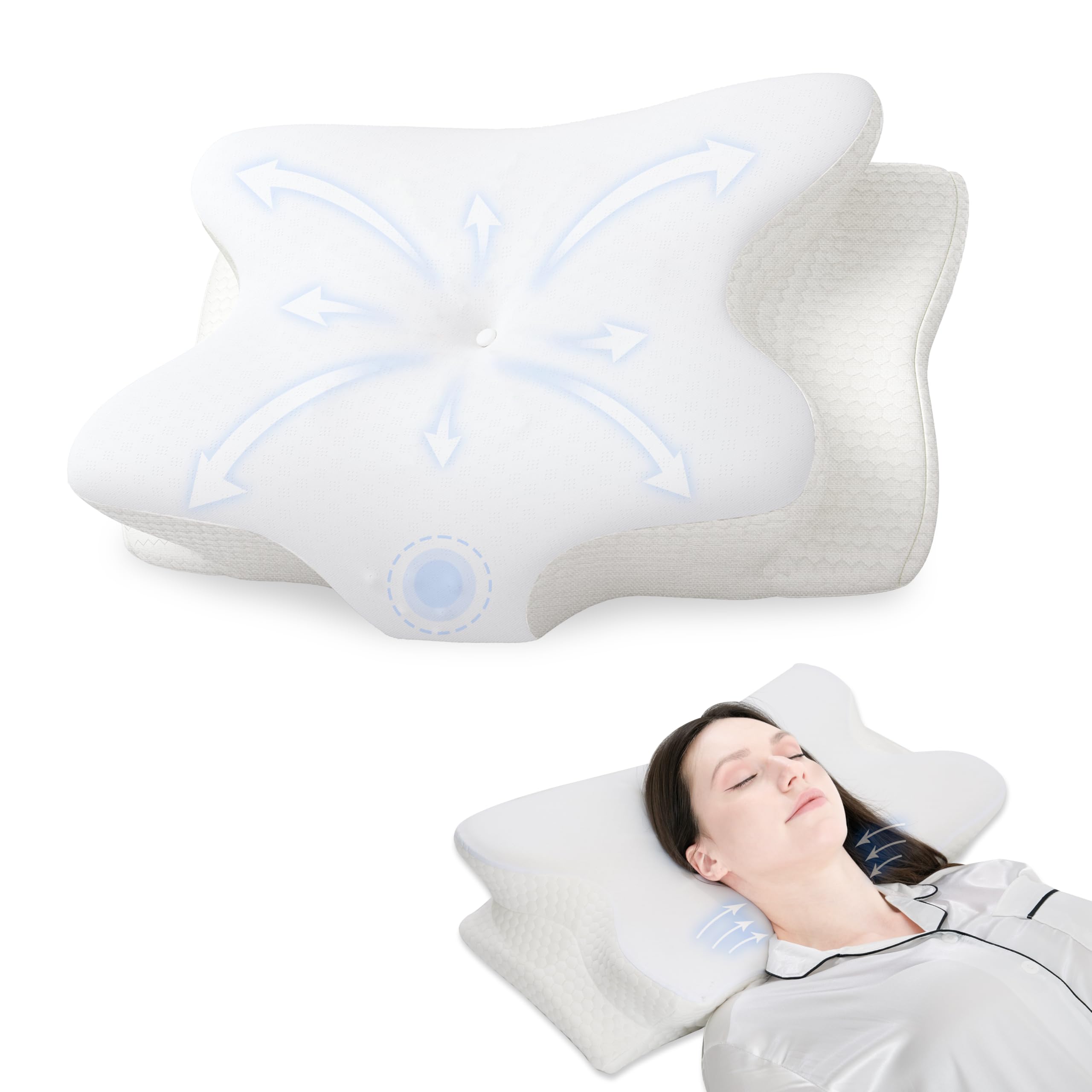 Memory Foam Neck Pillow Ergonomic - Ivory White Queen-image-d0597795-2f41-4318-9fe1-514e3351f23f-128496