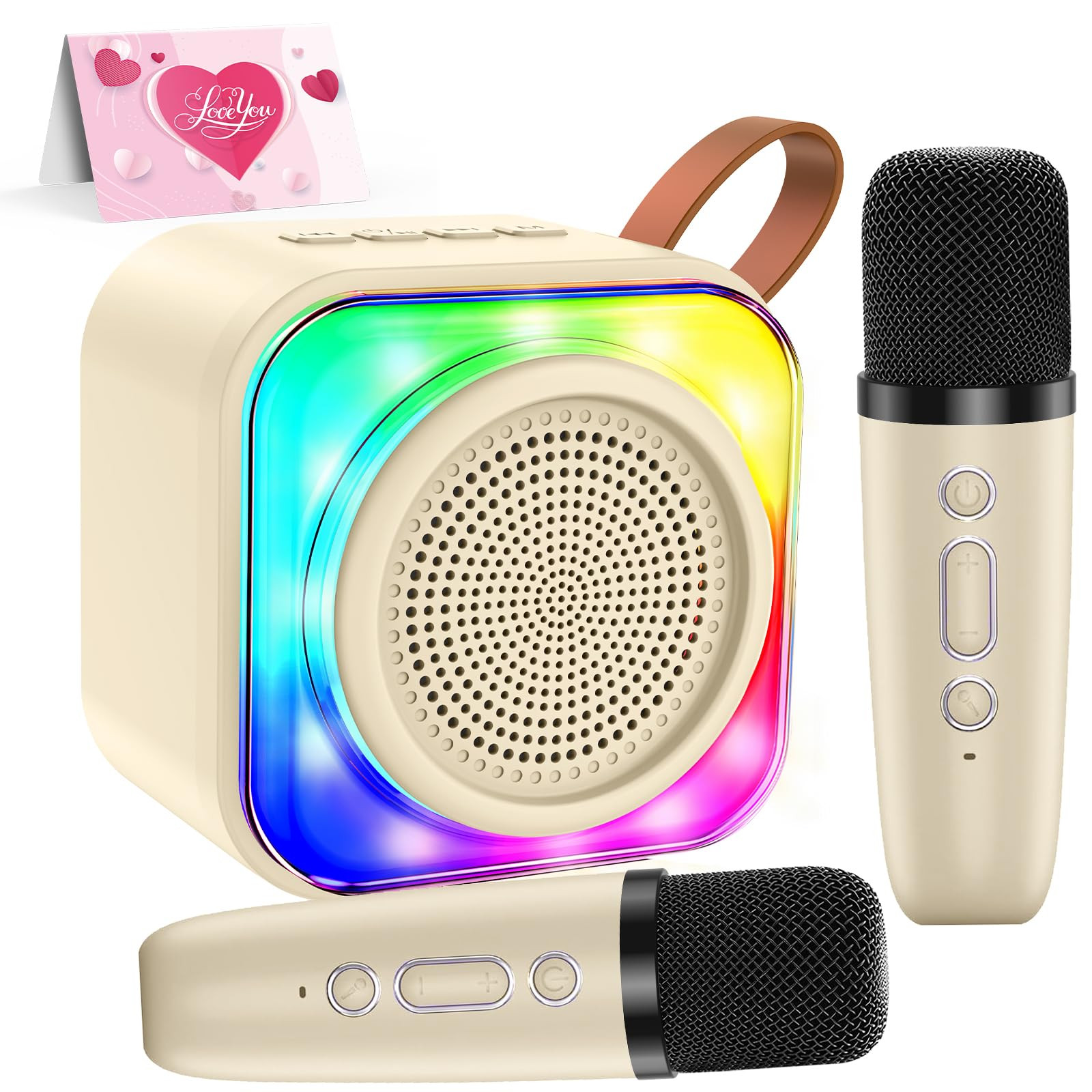 Karaoke Machine Bluetooth with 2 Mics - Cream 2 MIC-image-a5127c41-e2ac-4e10-bd03-de15ec4b1798-4308